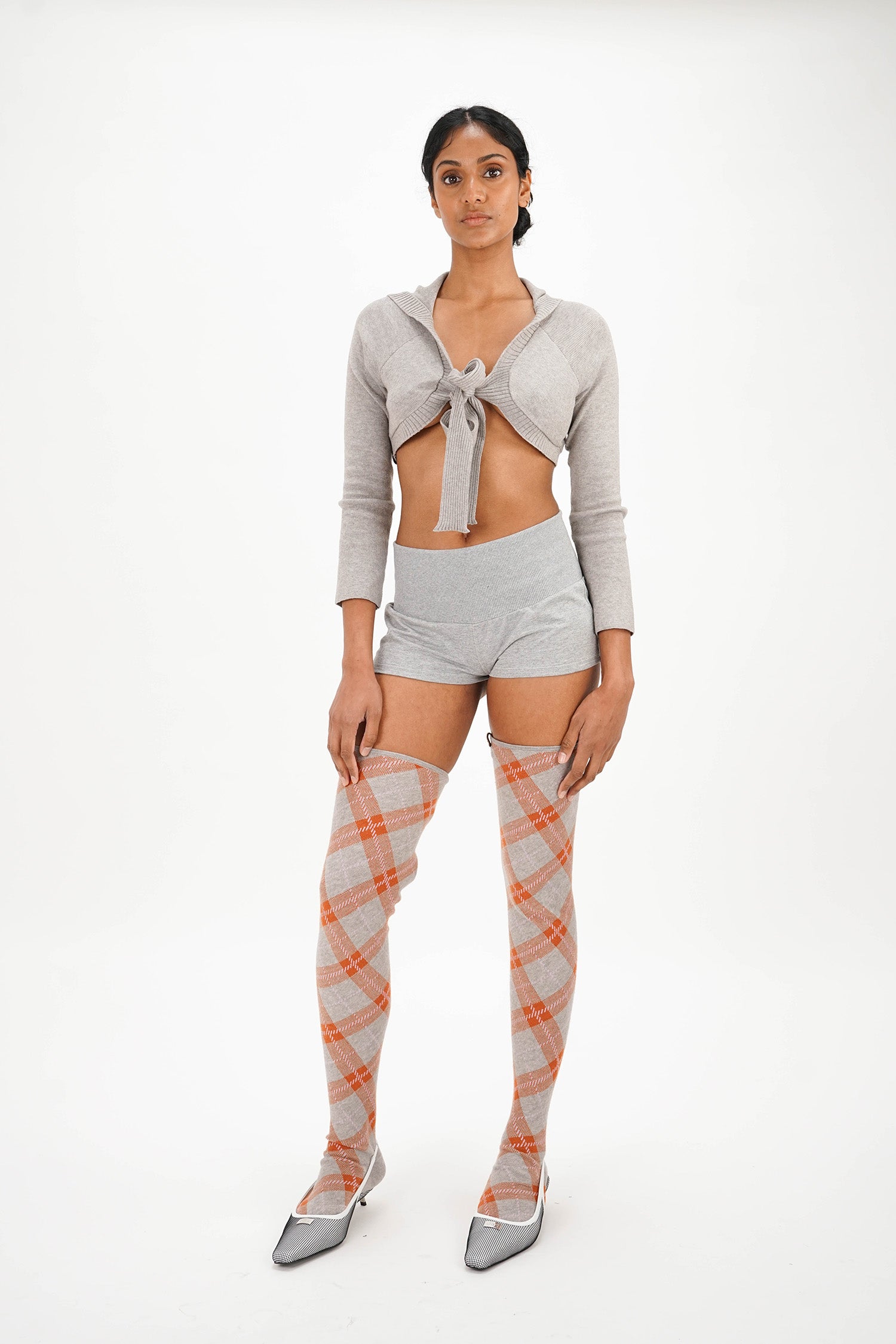 Isa Boulder - Tartan High Sock - Ginger/Grey