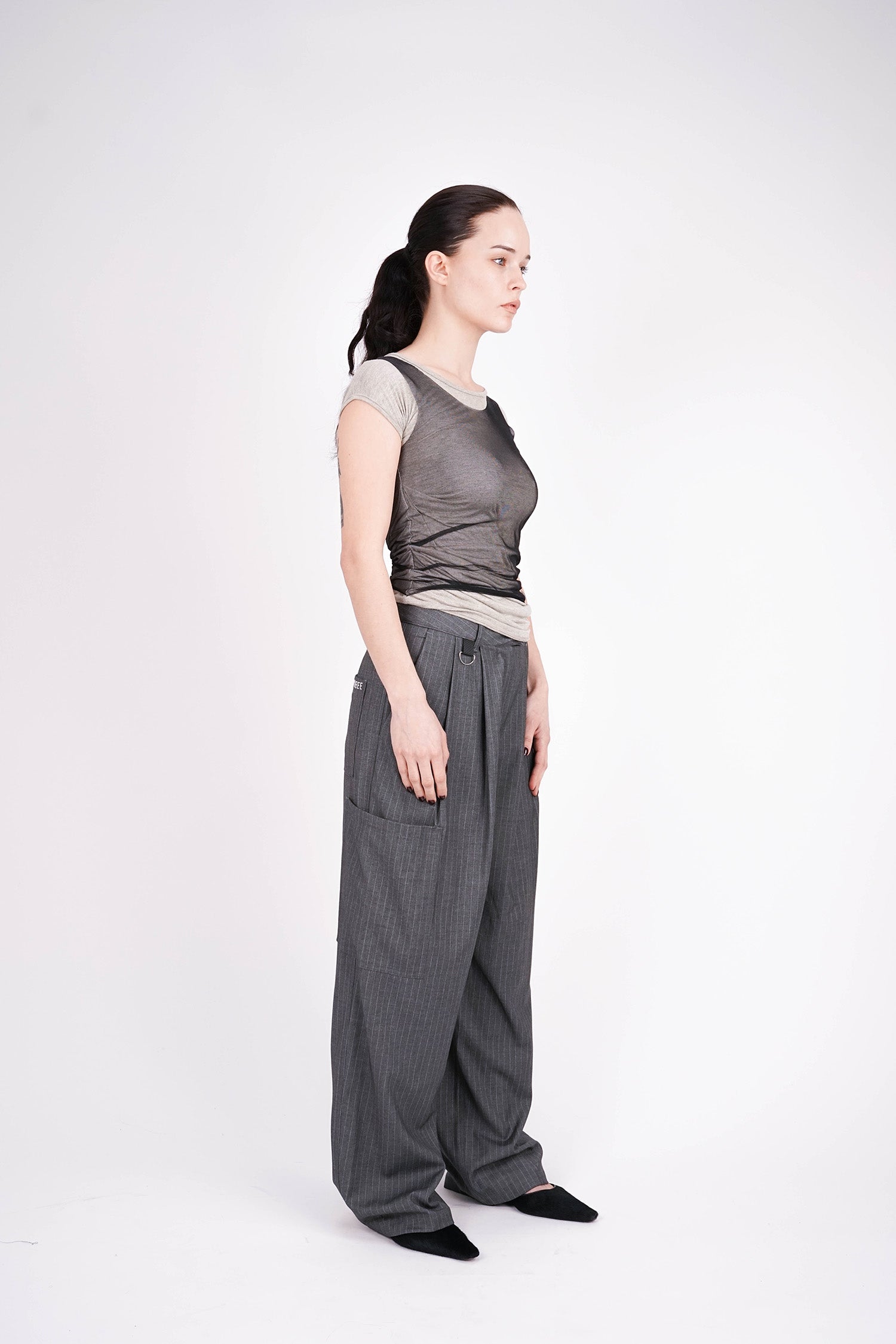 ESS.BEE - Pinstripe Trousers - Grey
