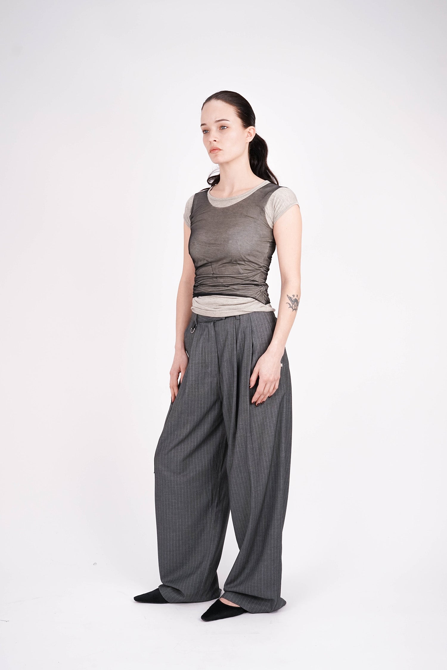 ESS.BEE - Pinstripe Trousers - Grey