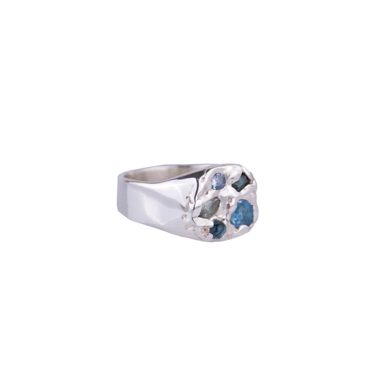 Sade Blake - 011 Silver Signet with Blue Natural Stone Combination