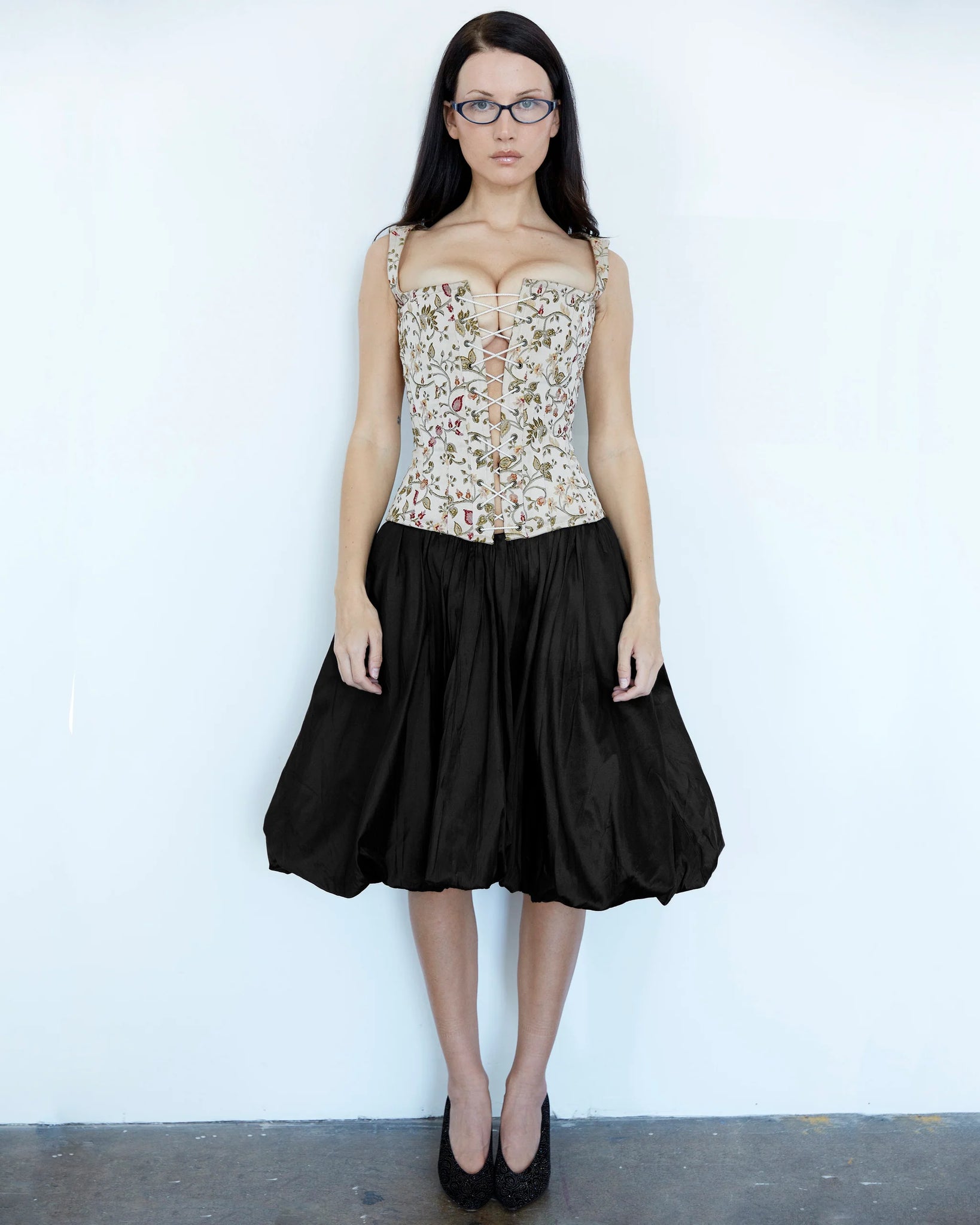 all is a gentle spring - The Polonaise Skirt - Black Silk