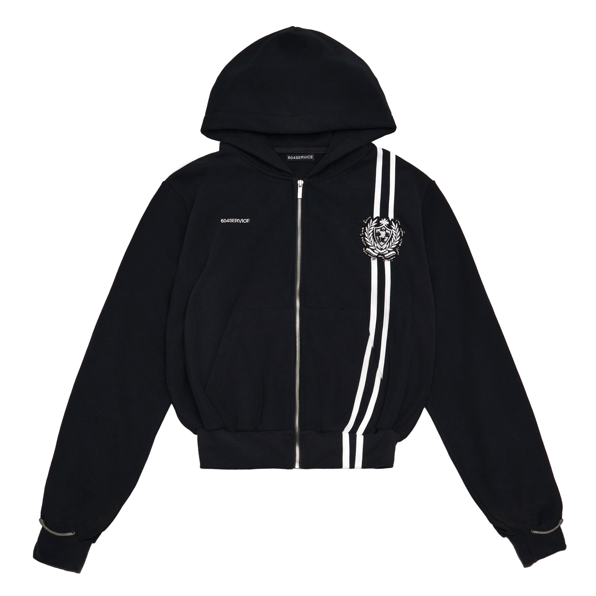 604SERVICE - Beaded School Track Hoodie - Black