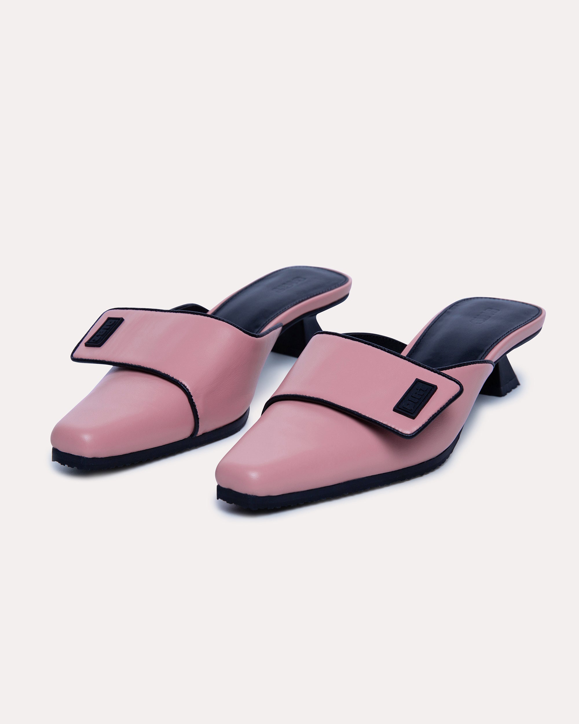 DIRT - Kitten Heel Mule - Baby Pink/Black