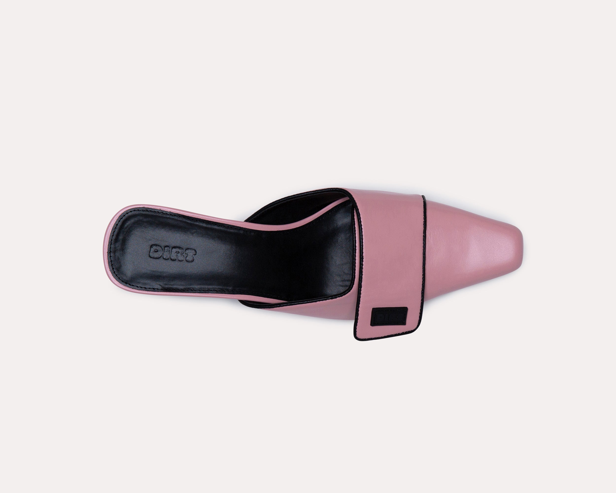 DIRT - Kitten Heel Mule - Baby Pink/Black