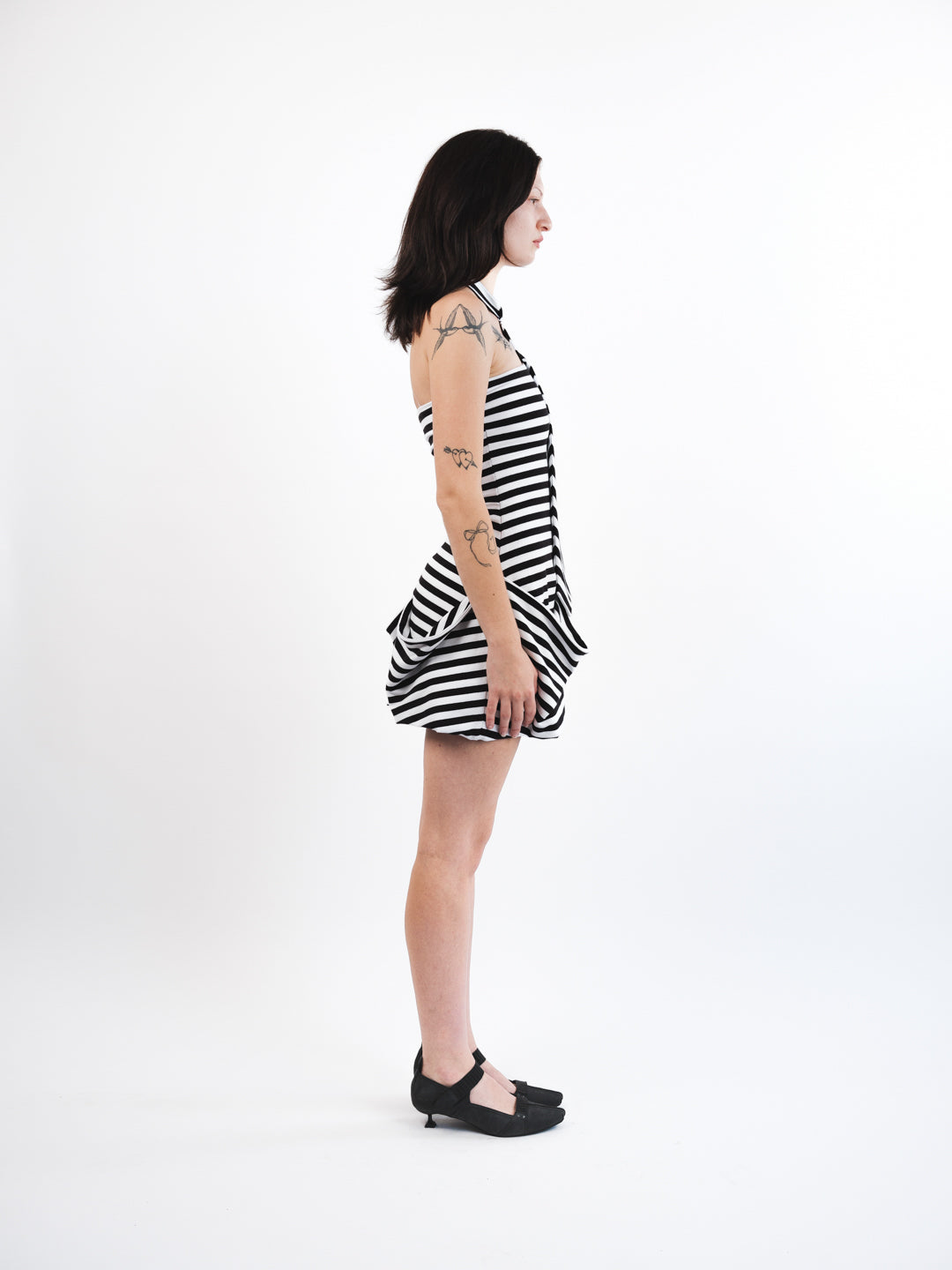 Urte Kat - Necktie Draped Dress - Stripe