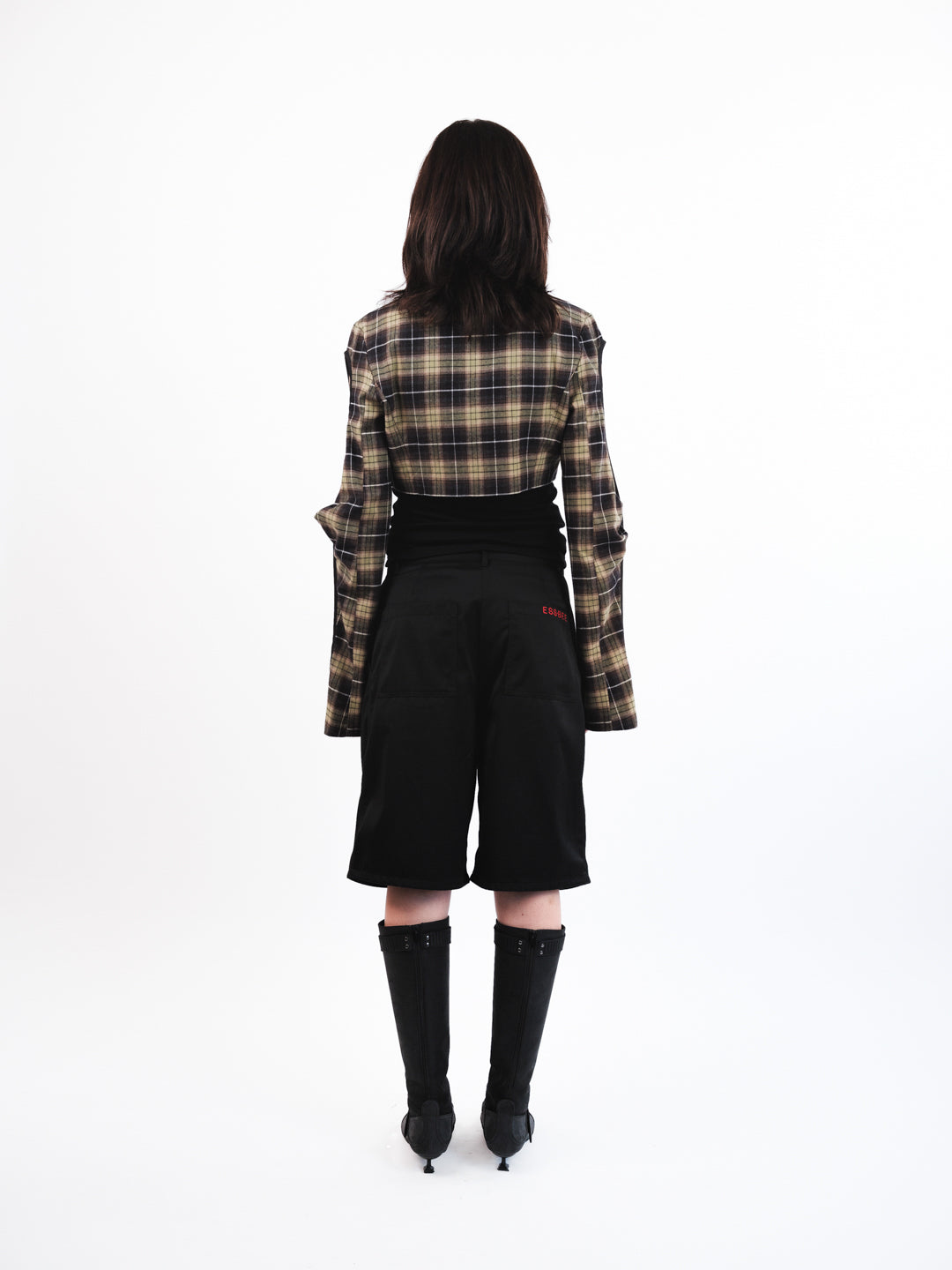Urte Kat - Twist Sleeve Cotton Jacket - Tartan