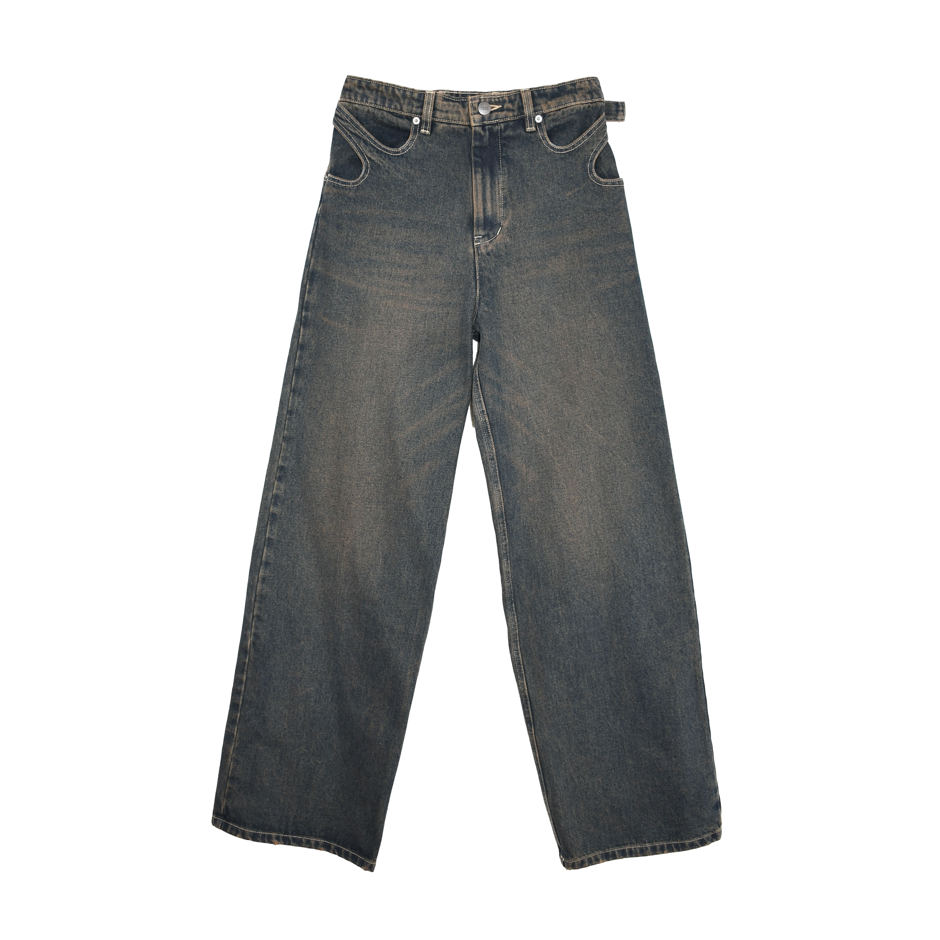 KAHE - Back Buckle Wide Leg Jean - Indigo Fade