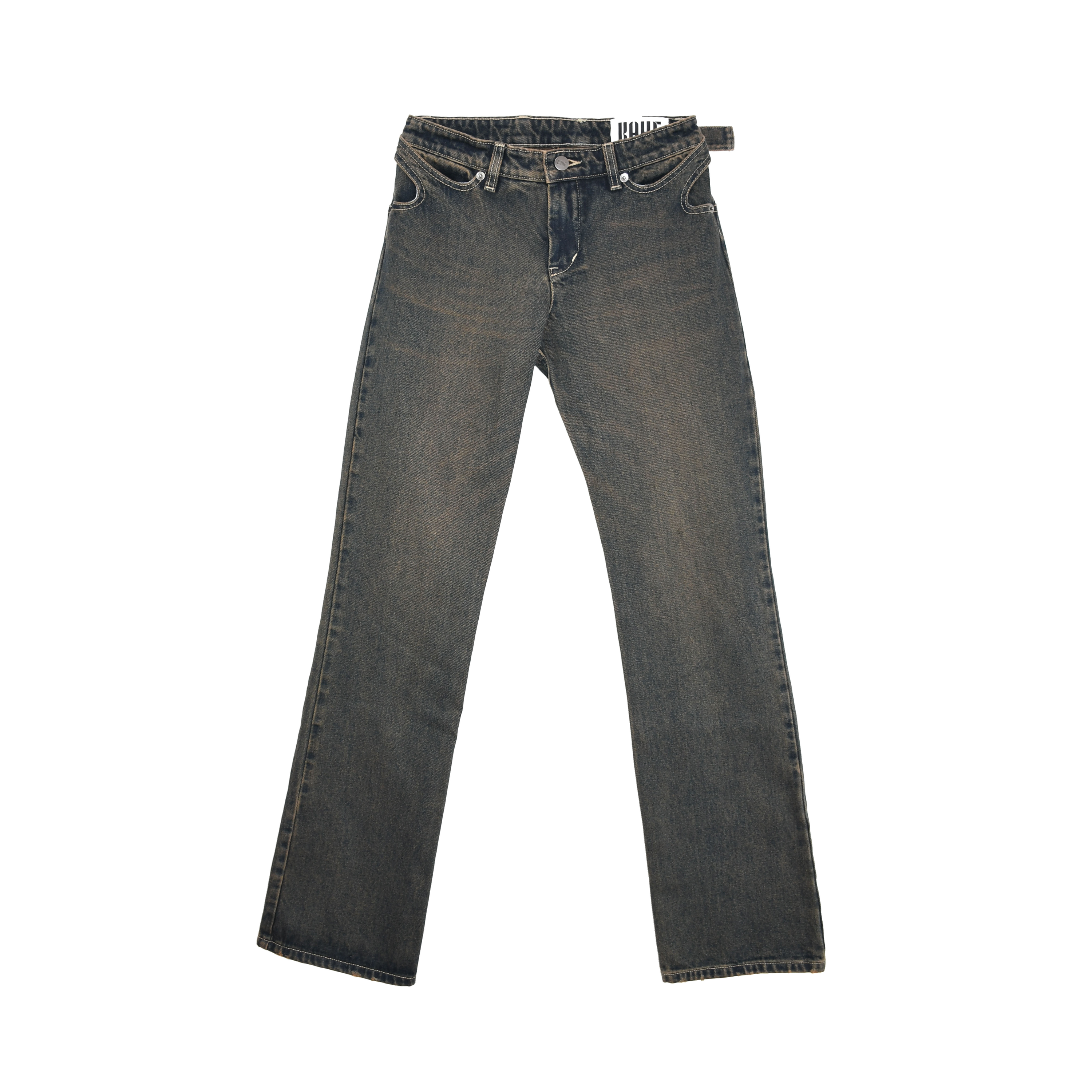 KAHE - Back Buckle Boot Cut Jean - Indigo Fade
