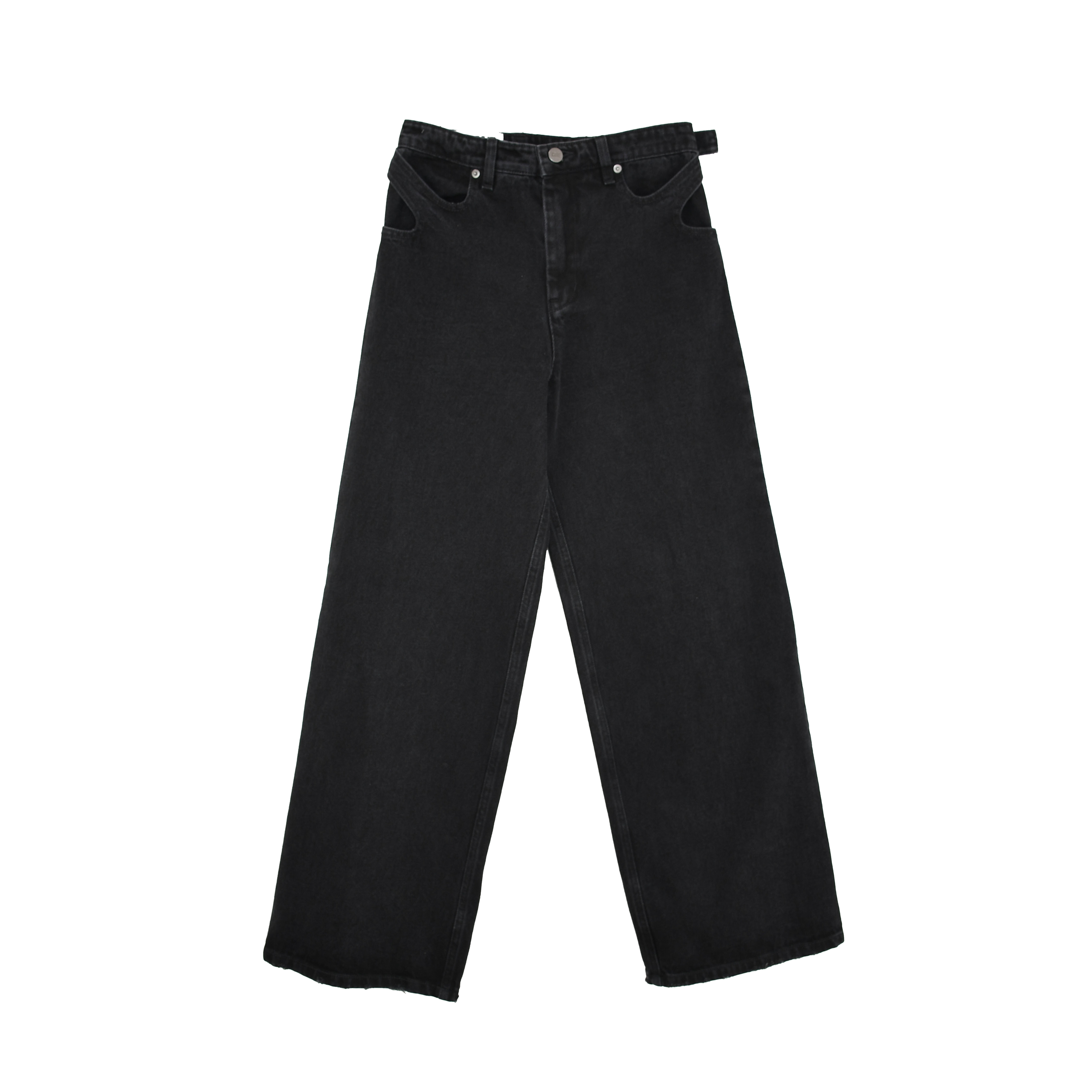 KAHE - Back Buckle Wide Leg Jean - Black
