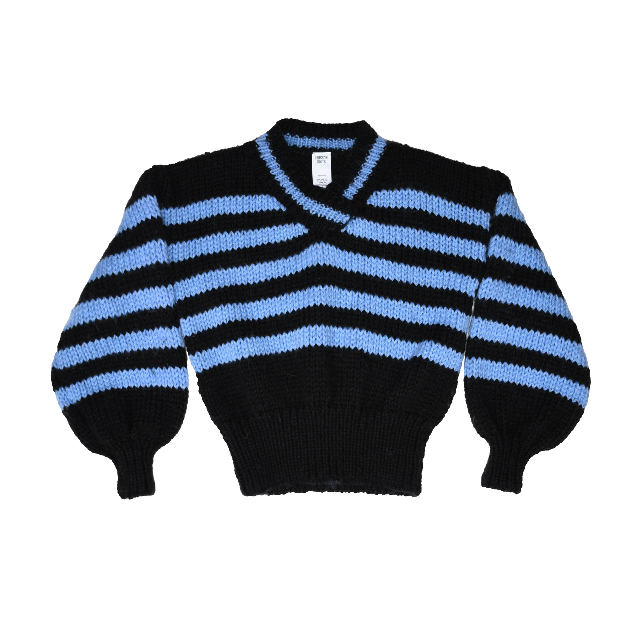 Frisson Knits - 5 Stripe Blue and Black Sweater
