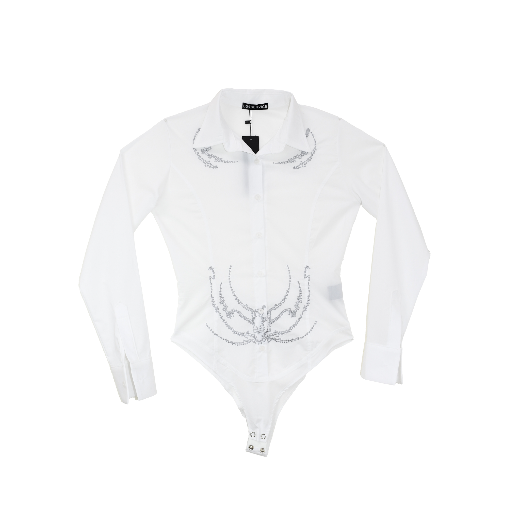 604SERVICE - Embroidered Office Bodysuit - White