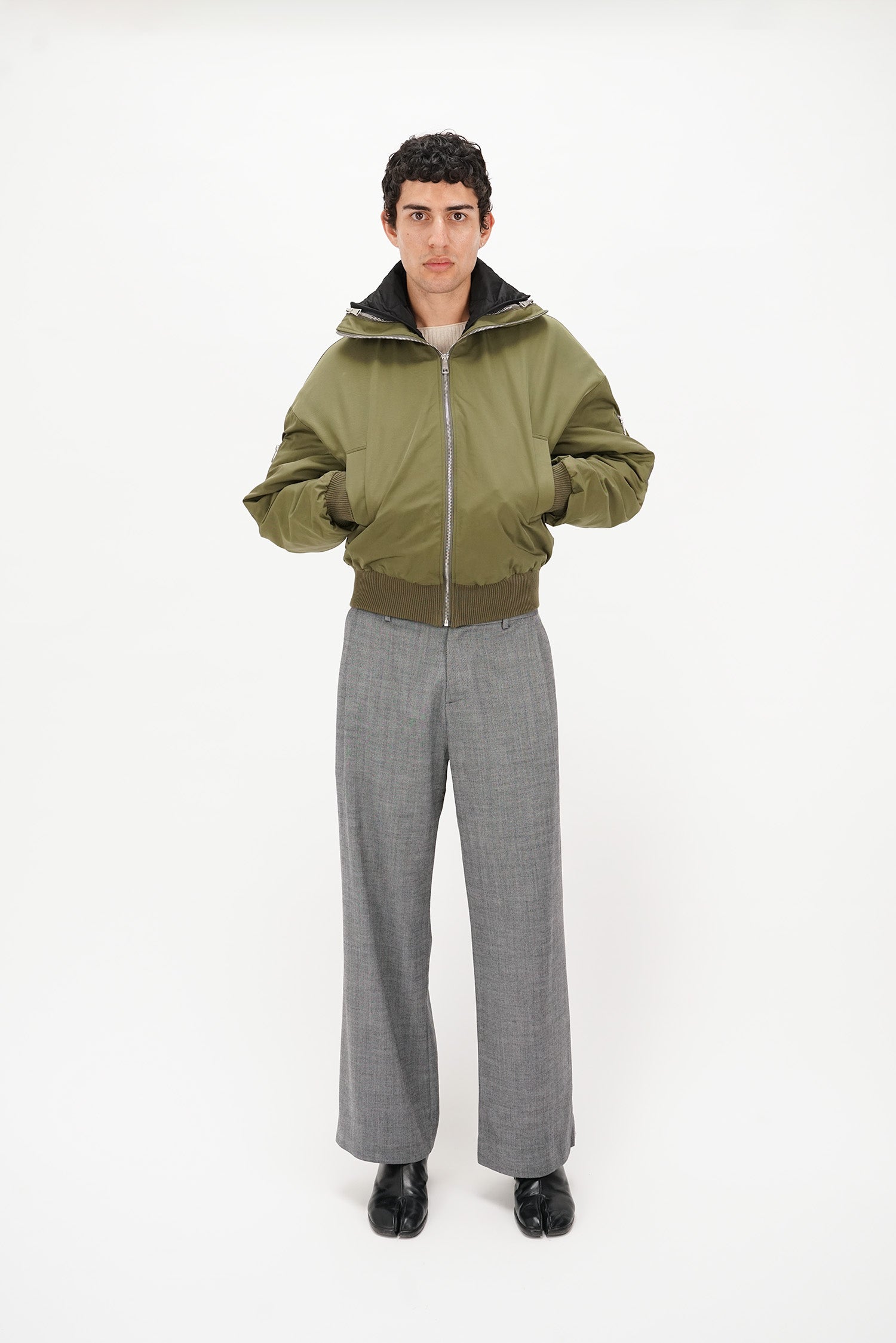 Wynn Hamlyn - Double Layer Quilted Bomber Jacket - Khaki