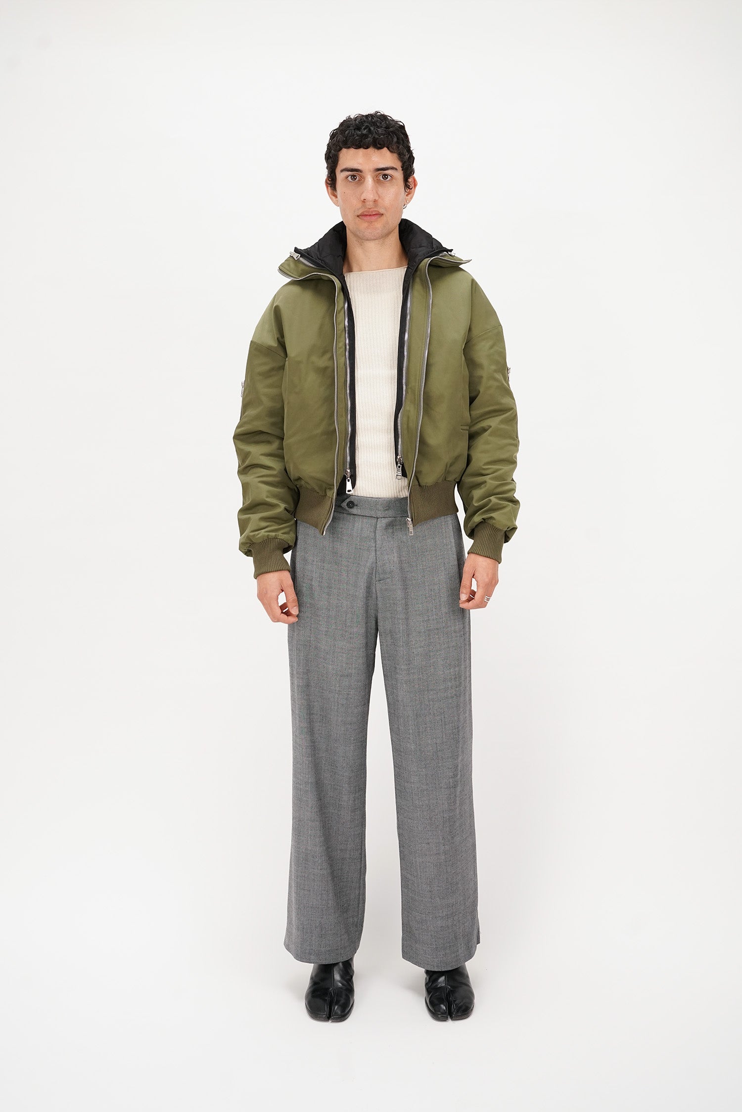 Wynn Hamlyn - Double Layer Quilted Bomber Jacket - Khaki