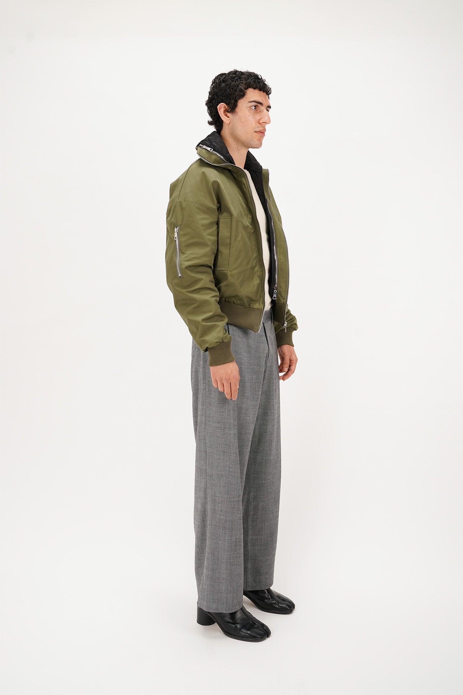 Wynn Hamlyn - Double Layer Quilted Bomber Jacket - Khaki