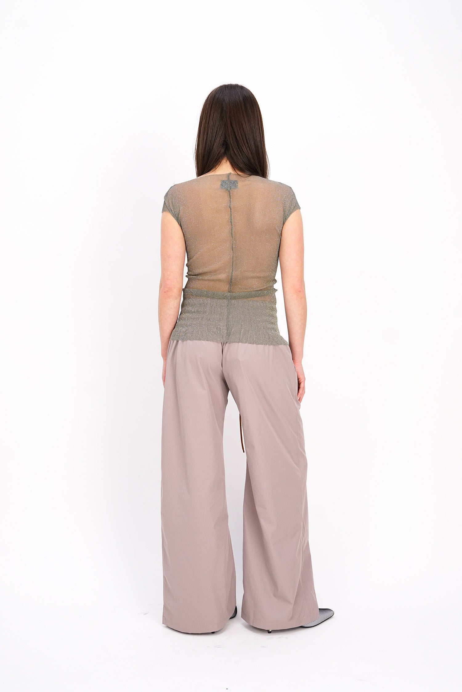 Taottao - Patched Heart Shape Tank Tee - Metallic Silver