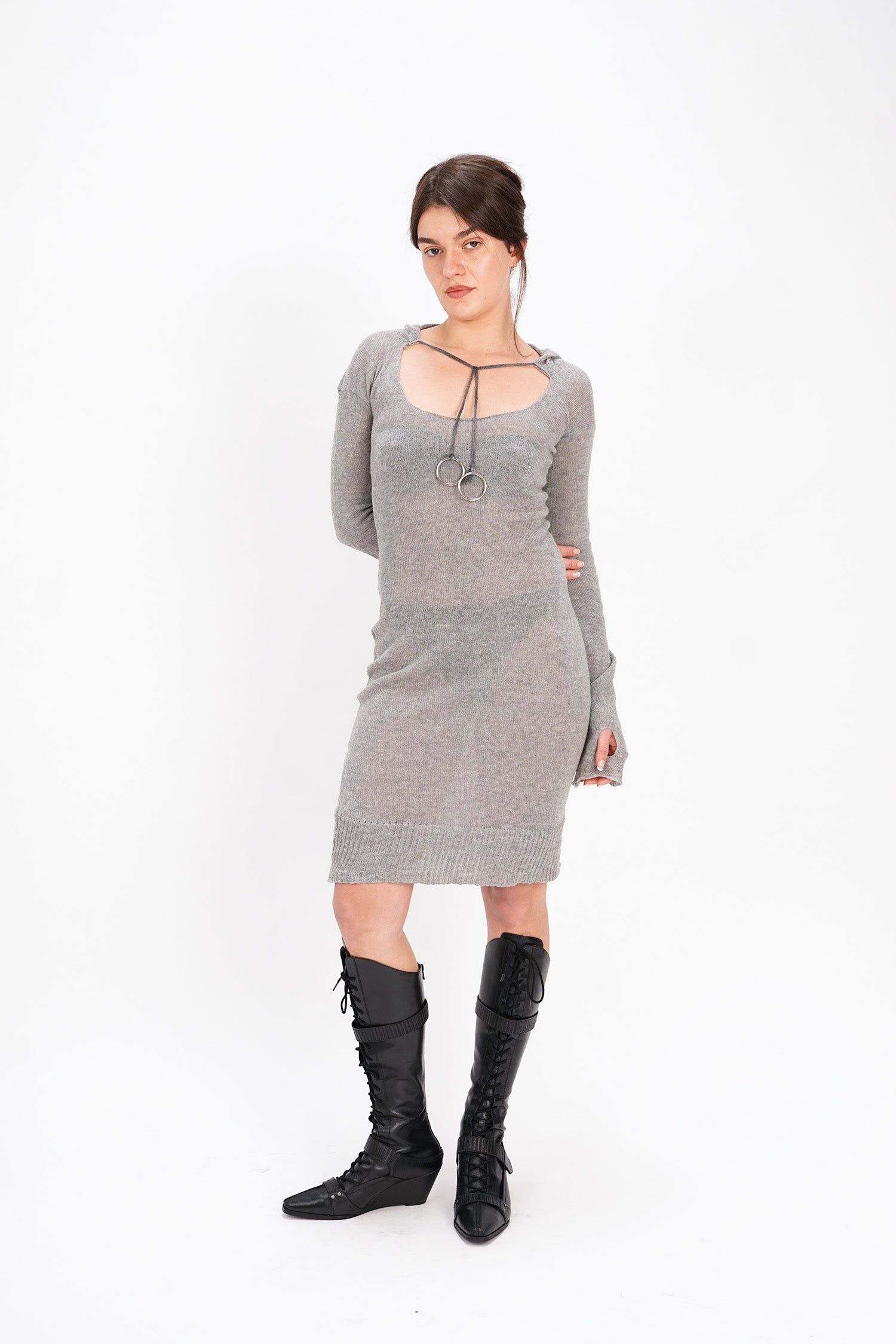 RTAMA - Hooded Dress - Grey