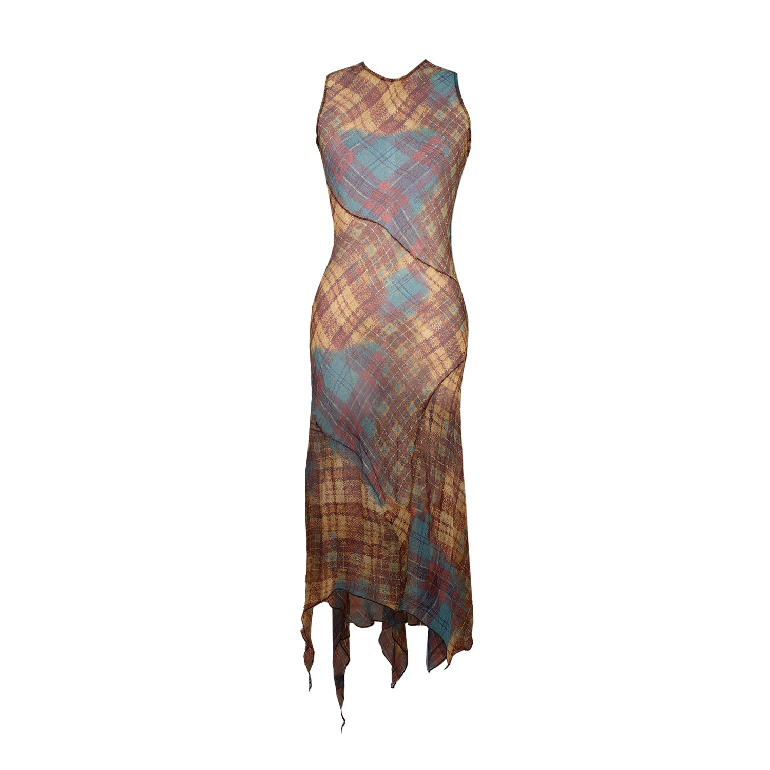 EMPATH - Sunset Plaid Silk Dress