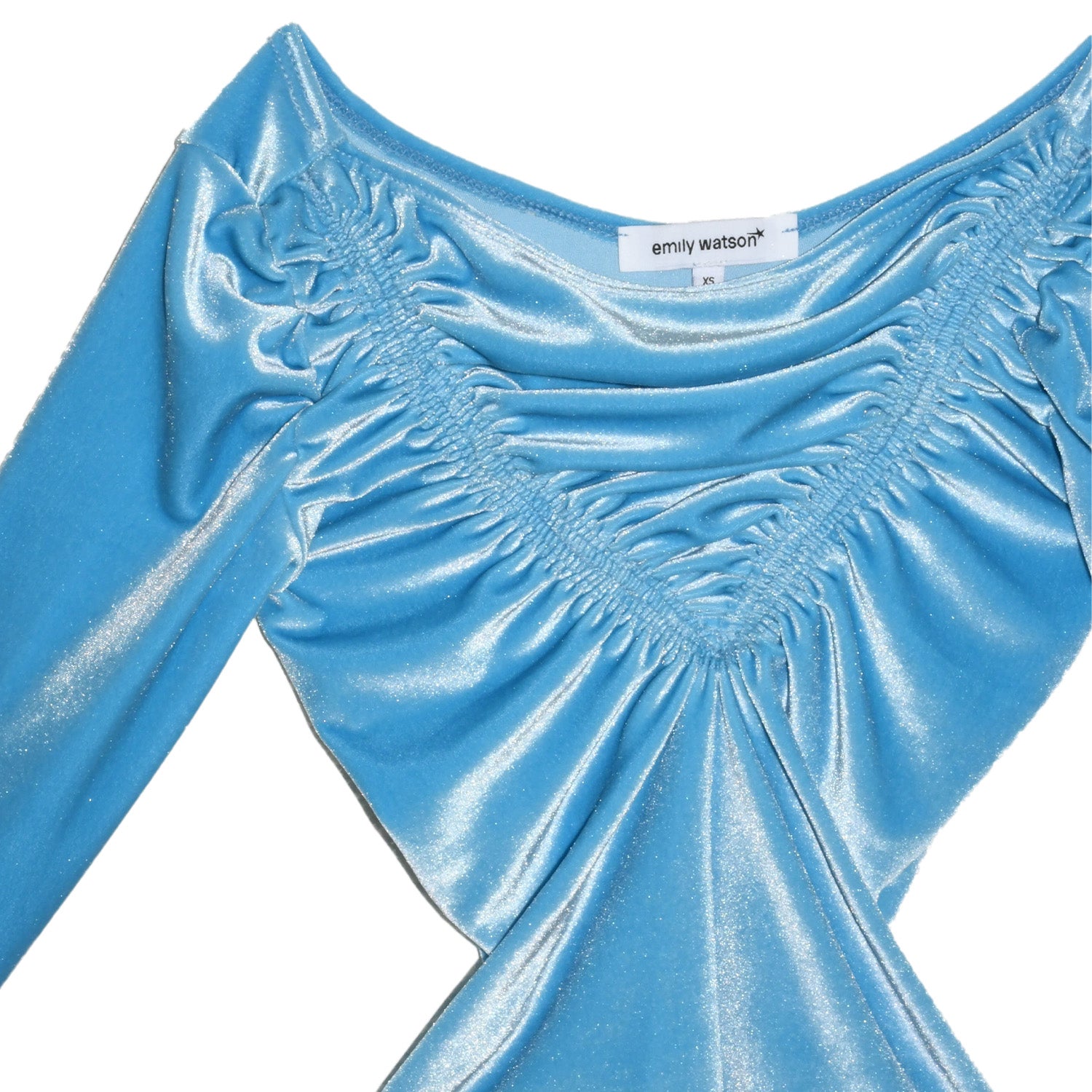 Emily Watson - Premium Velour Ruched Long Sleeve - Baby Blue