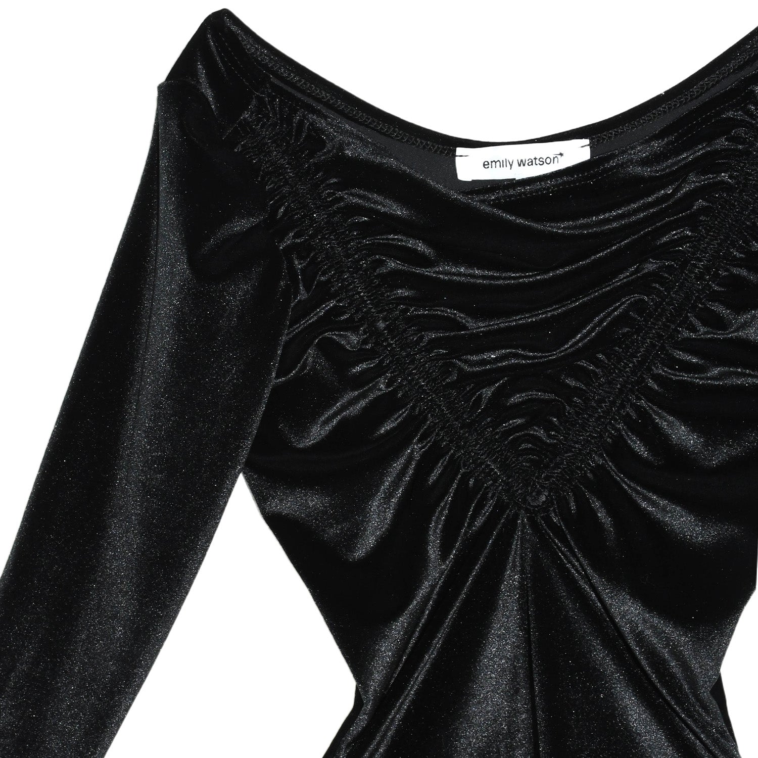 Emily Watson - Premium Velour Ruched Long Sleeve - Black