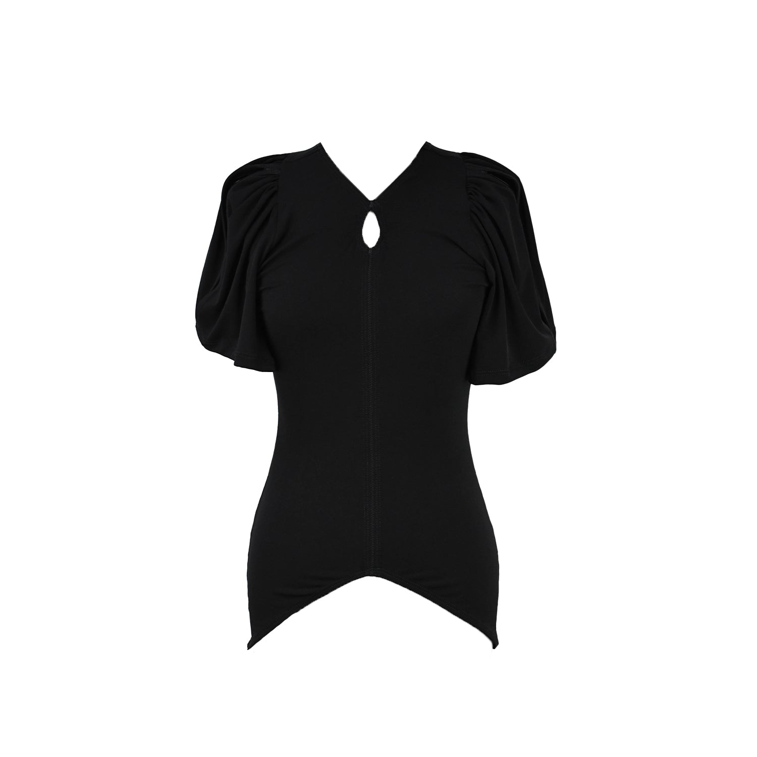 Emily Watson - Split Shoulder Flounce Blouse - Black