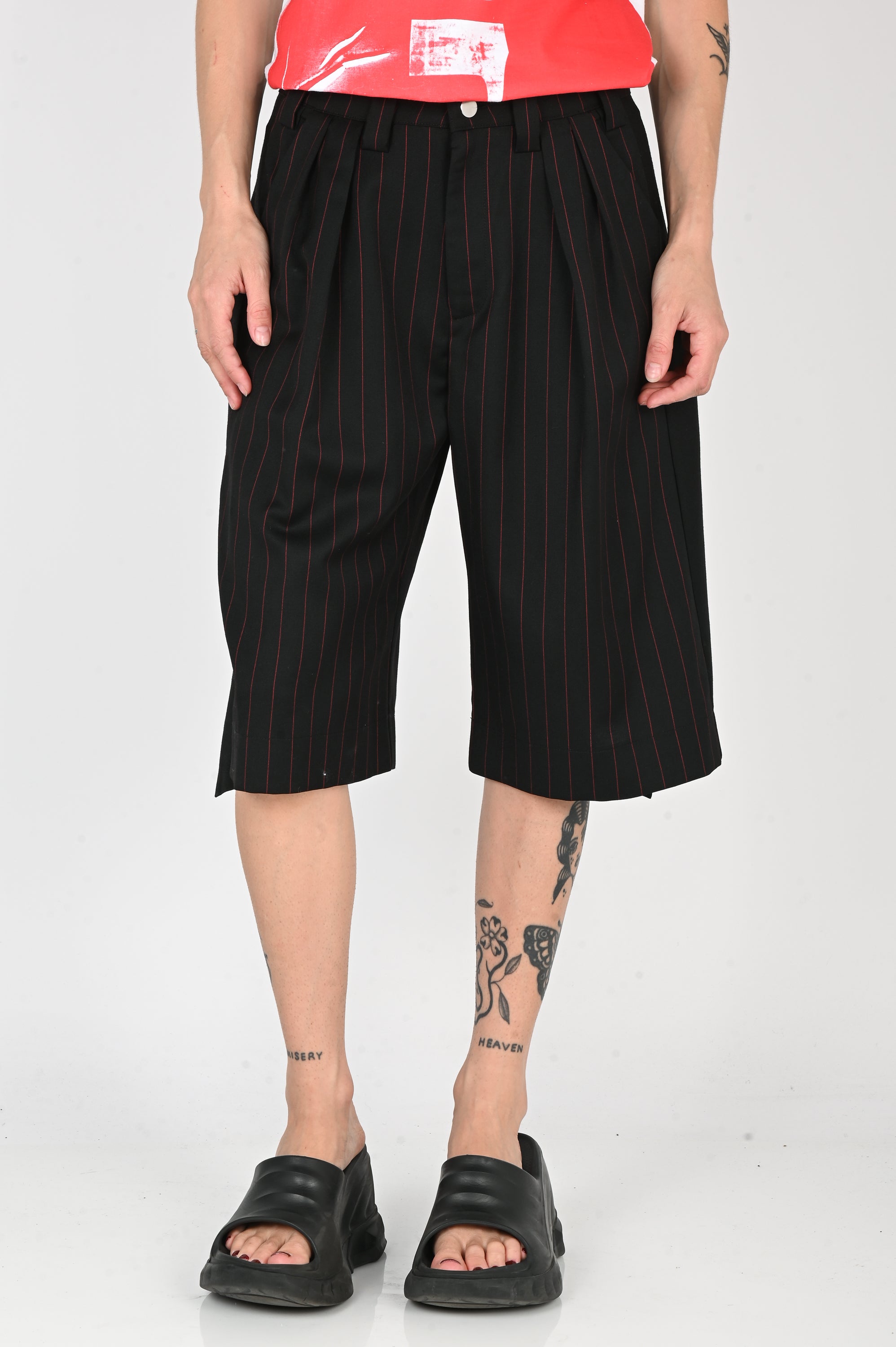 ASAU - Tux Bermuda Short - Red Pinstripe