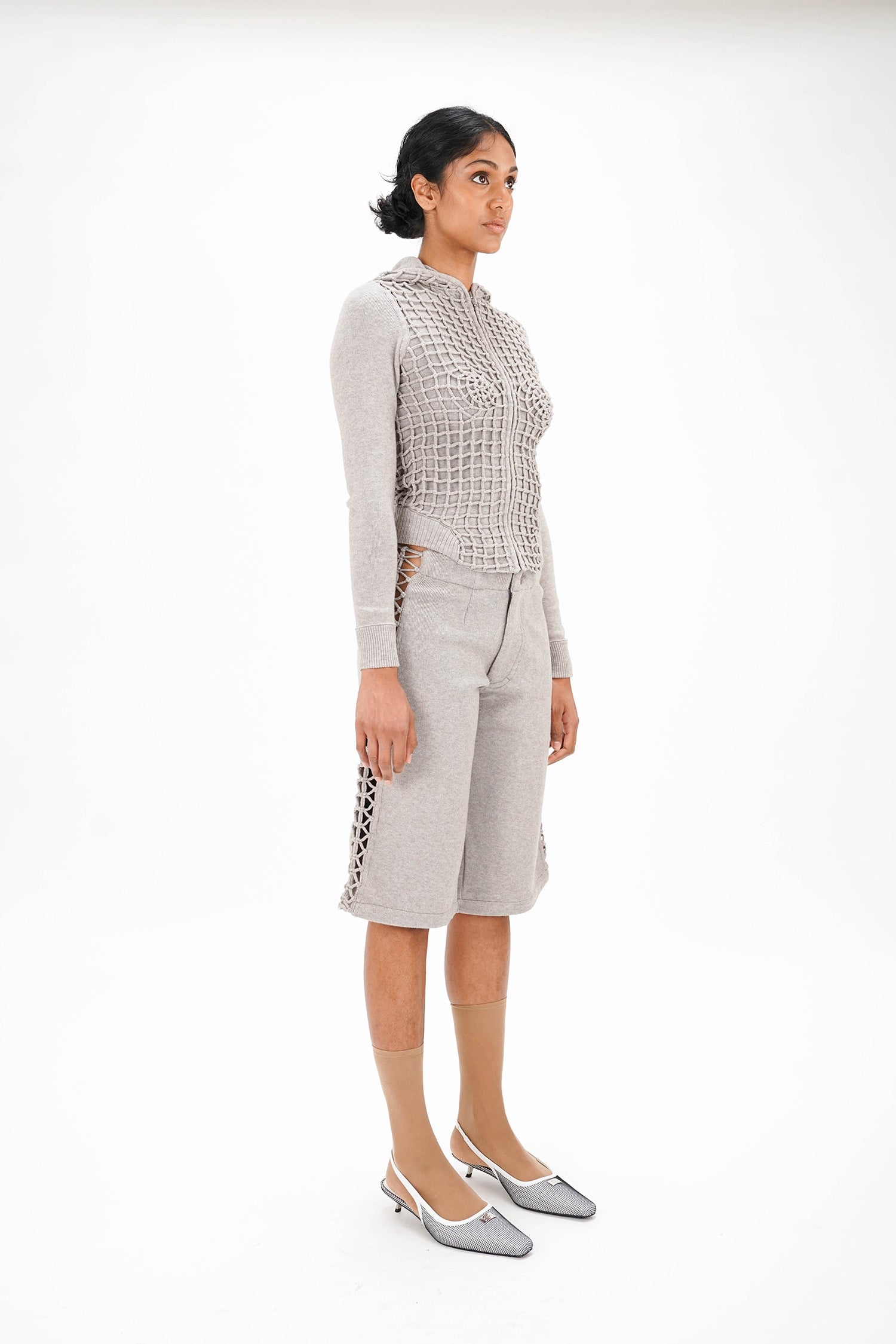 Isa Boulder - Relaxed Macrame Pants - Light Grey