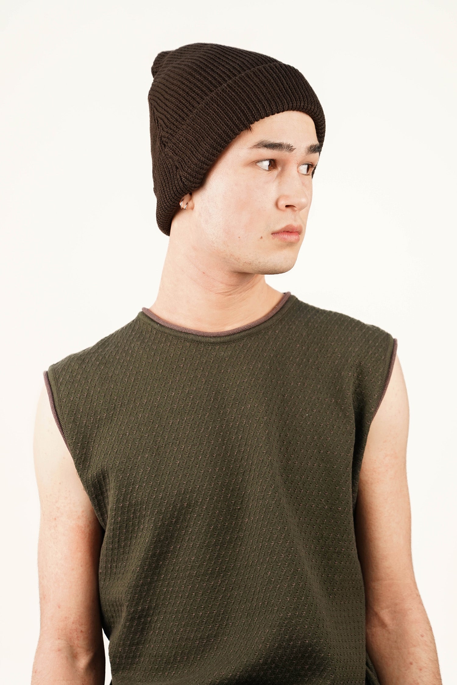 Isa Boulder - Half Milano Knit Beanie - Dark Brown