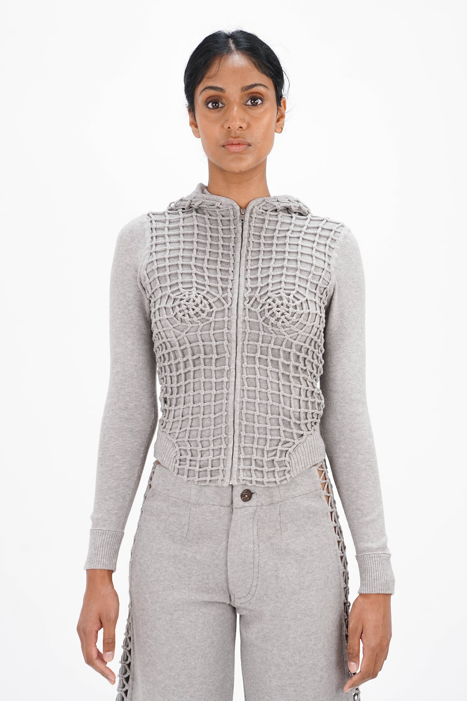 Isa Boulder - Overlap Macramist Hoodie - Light Grey