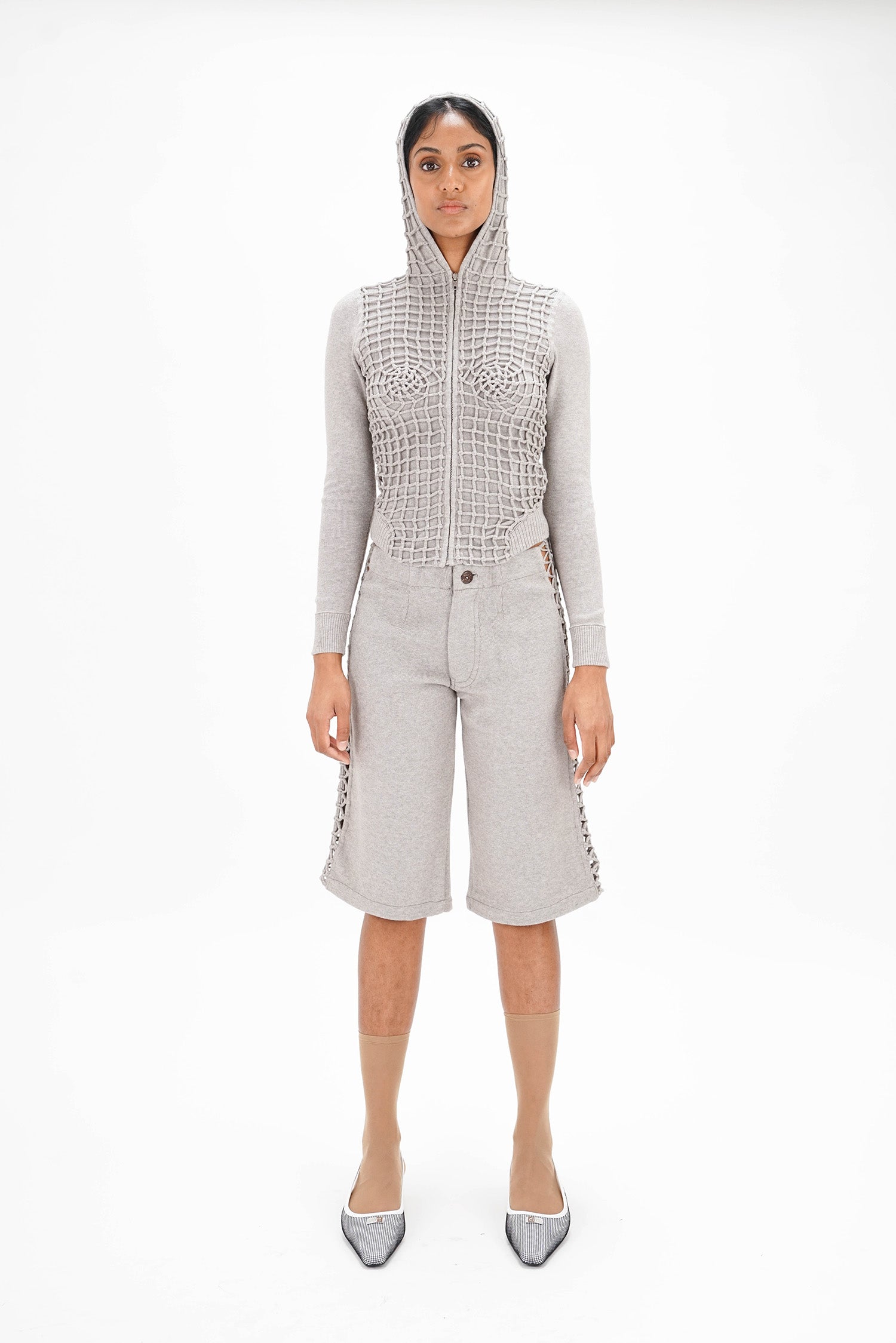 Isa Boulder - Relaxed Macrame Pants - Light Grey
