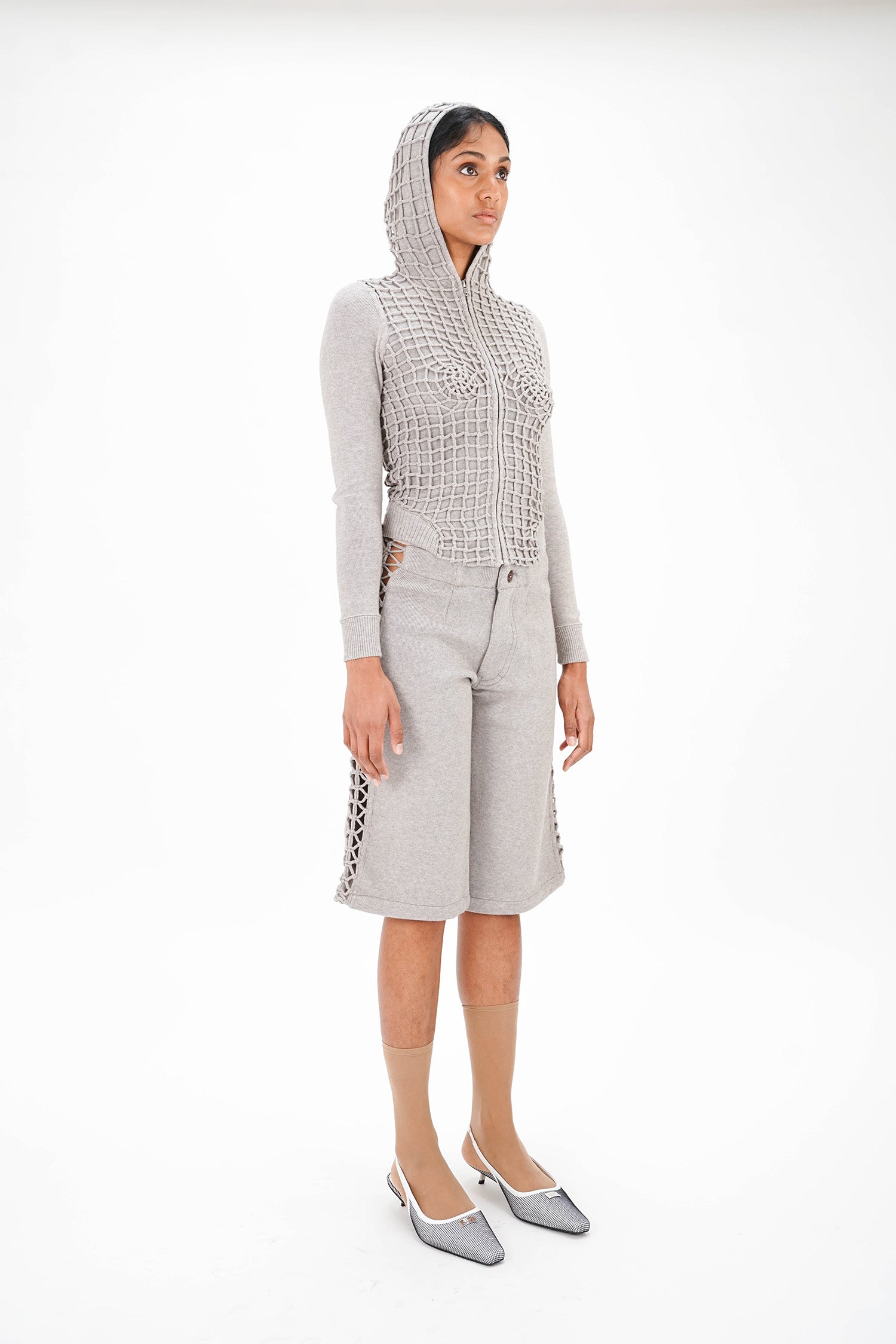 Isa Boulder - Overlap Macramist Hoodie - Light Grey