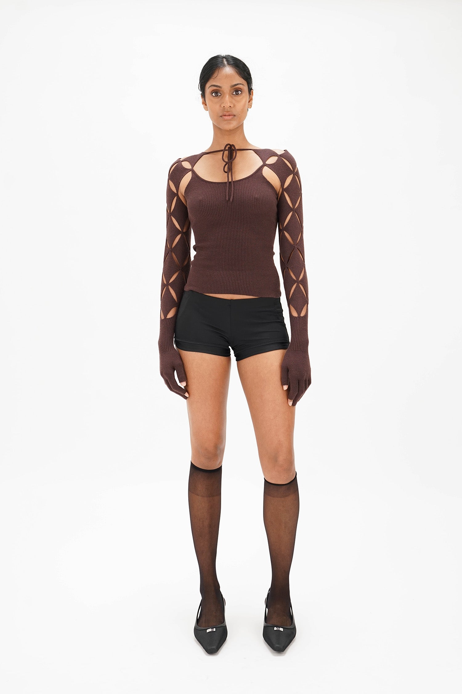 Isa Boulder - Argyle Sleeve Top - Chocolate
