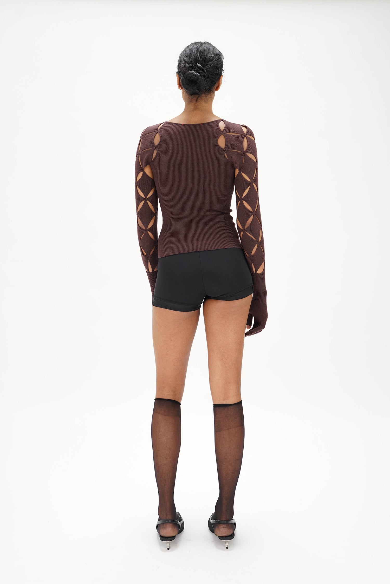 Isa Boulder - Argyle Sleeve Top - Chocolate