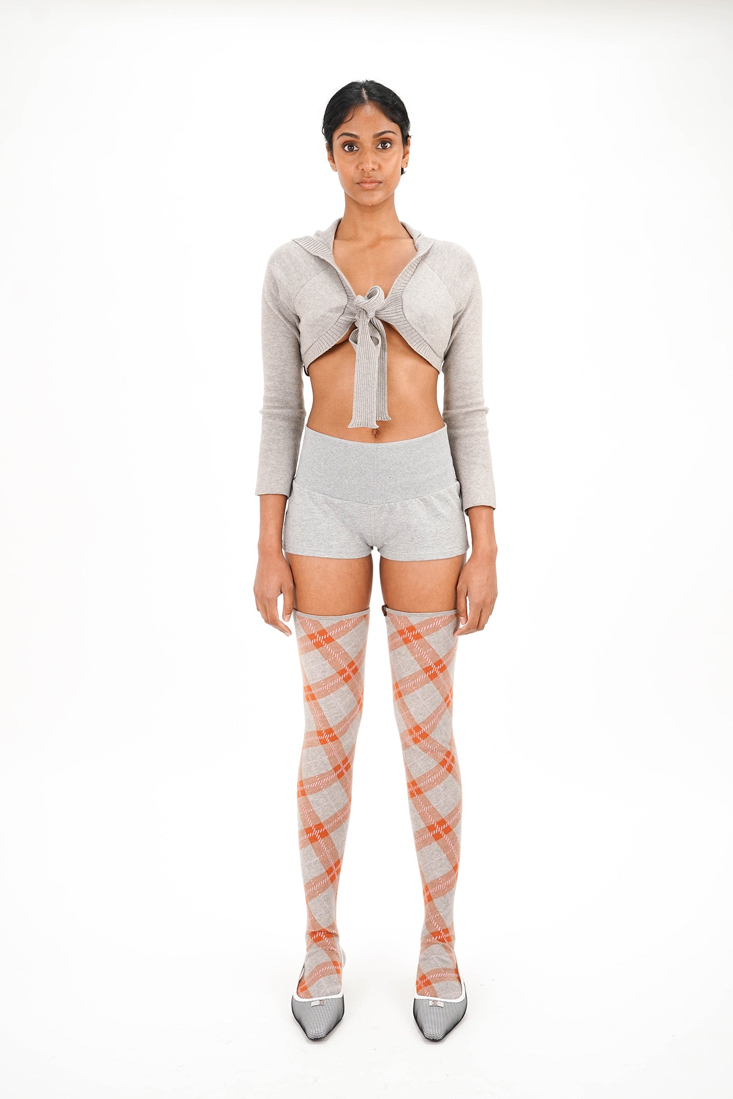 Isa Boulder - Tartan High Sock - Ginger/Grey