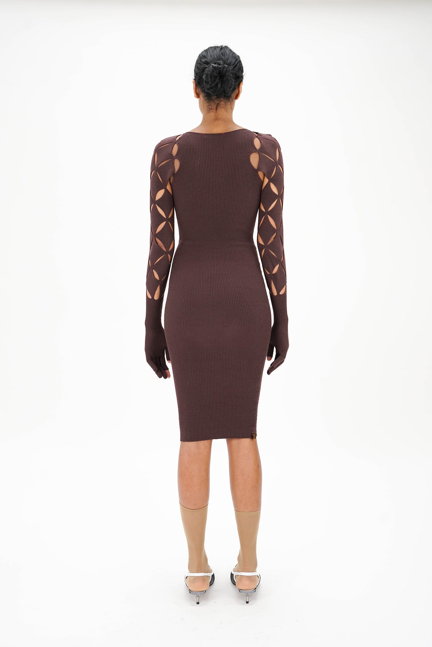 Isa Boulder - Argyle Sleeve Dress - Chocolate