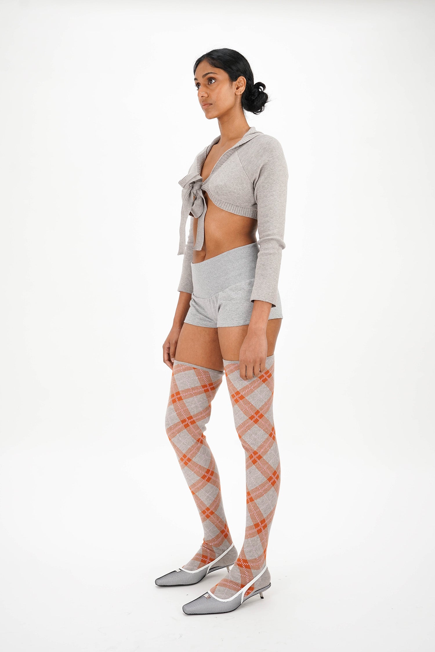 Isa Boulder - Tartan High Sock - Ginger/Grey