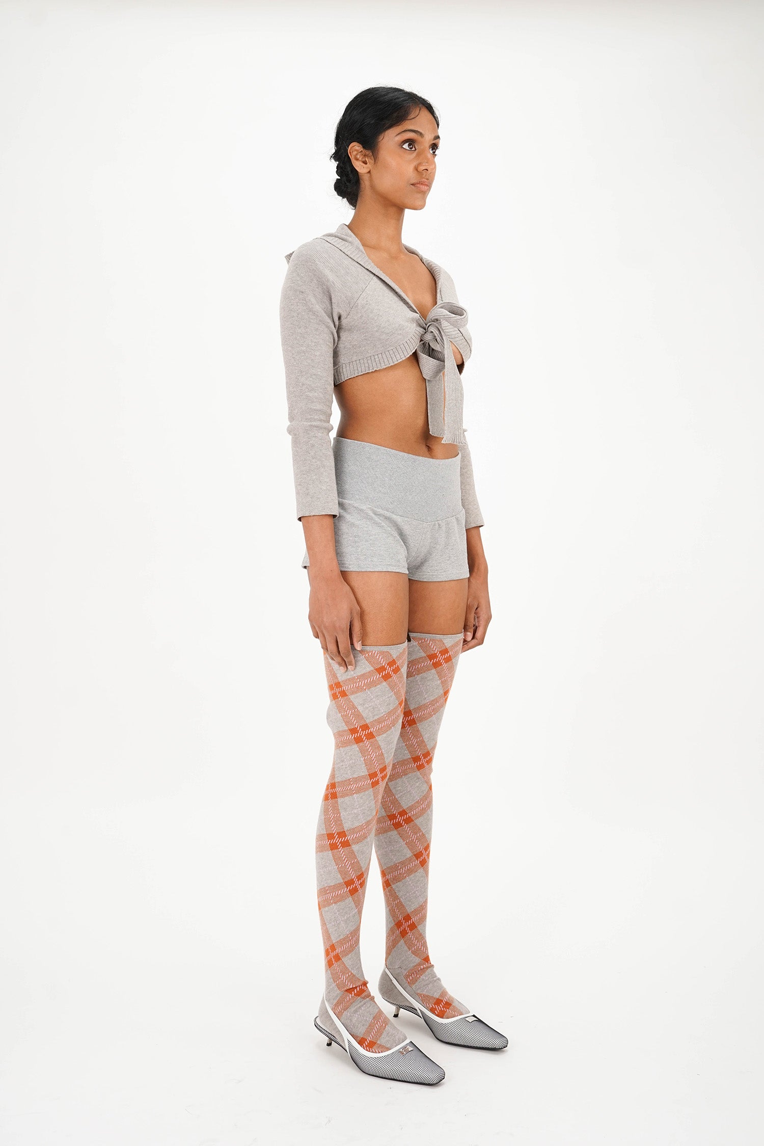 Isa Boulder - Tartan High Sock - Ginger/Grey