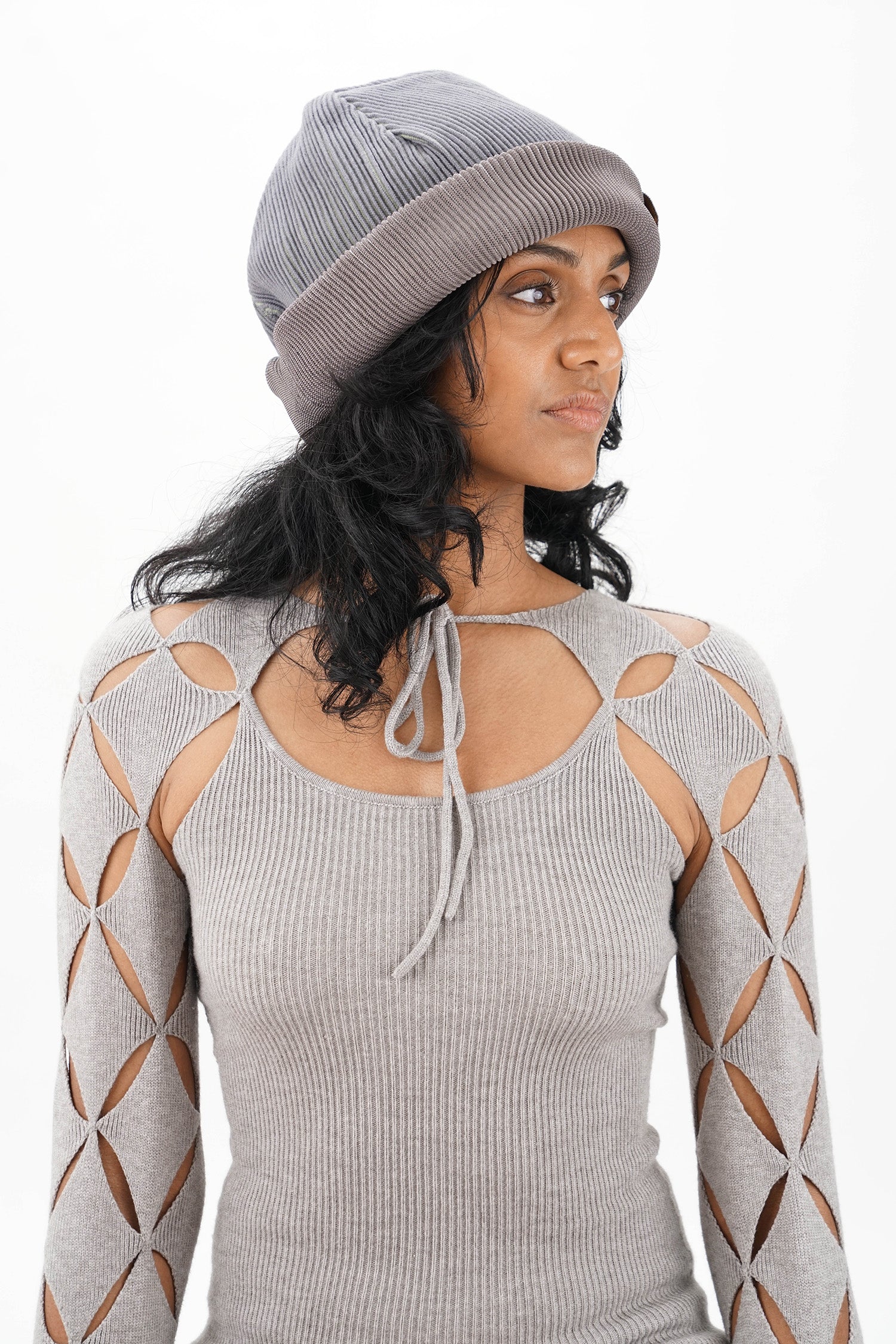 Isa Boulder - Half Milano Knit Beanie - Smoke