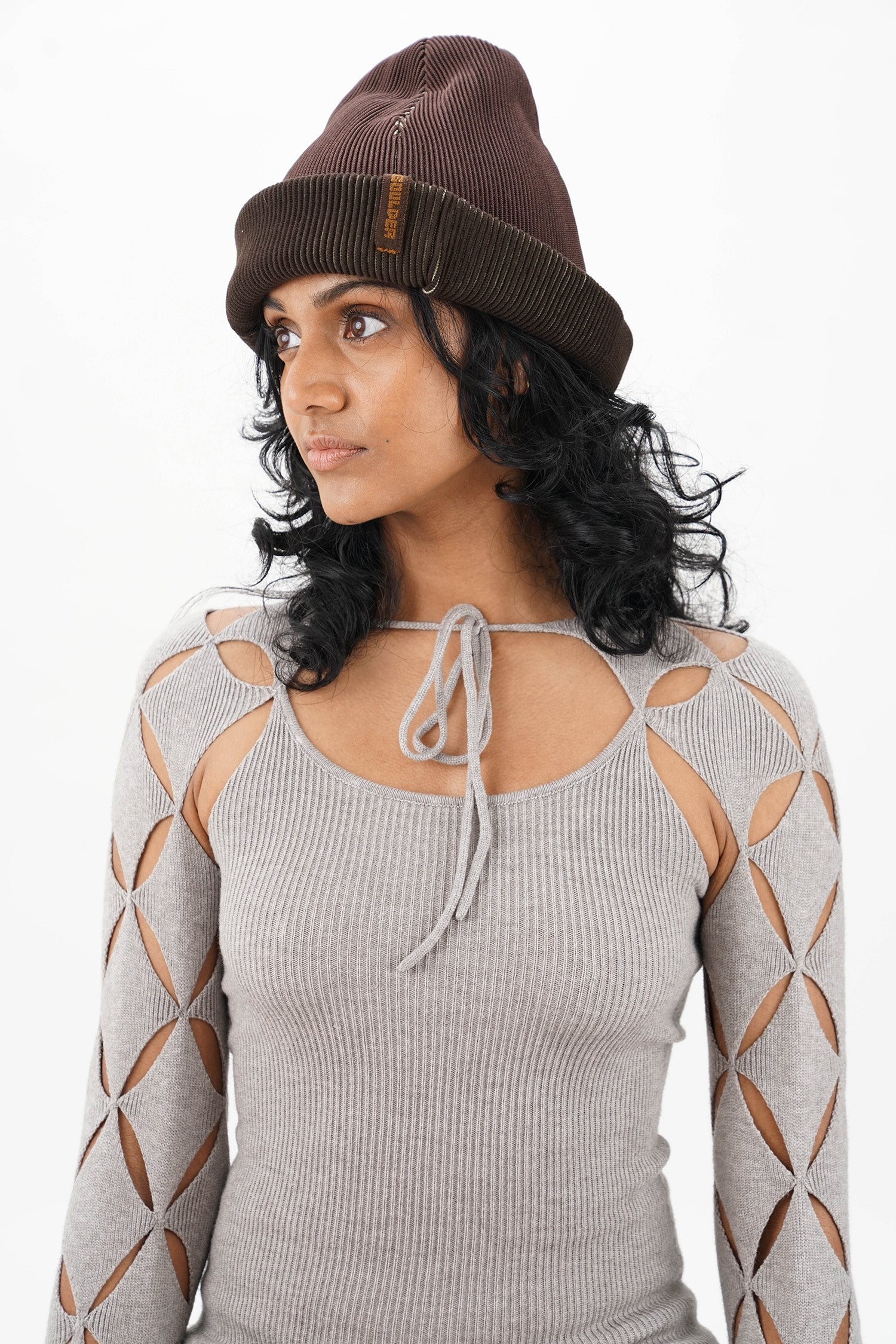 Isa Boulder - Half Milano Knit Beanie - Dark Brown