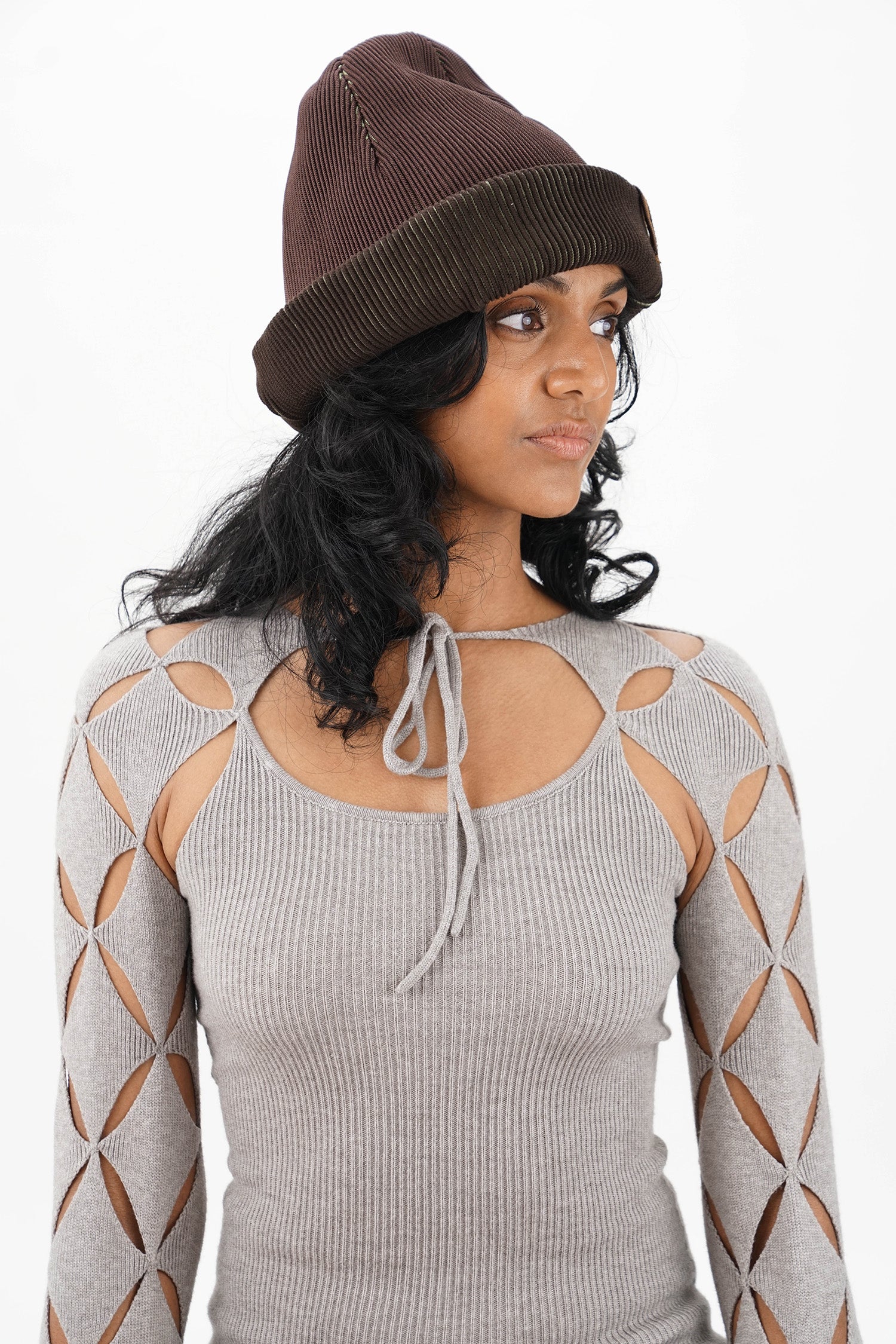 Isa Boulder - Half Milano Knit Beanie - Dark Brown
