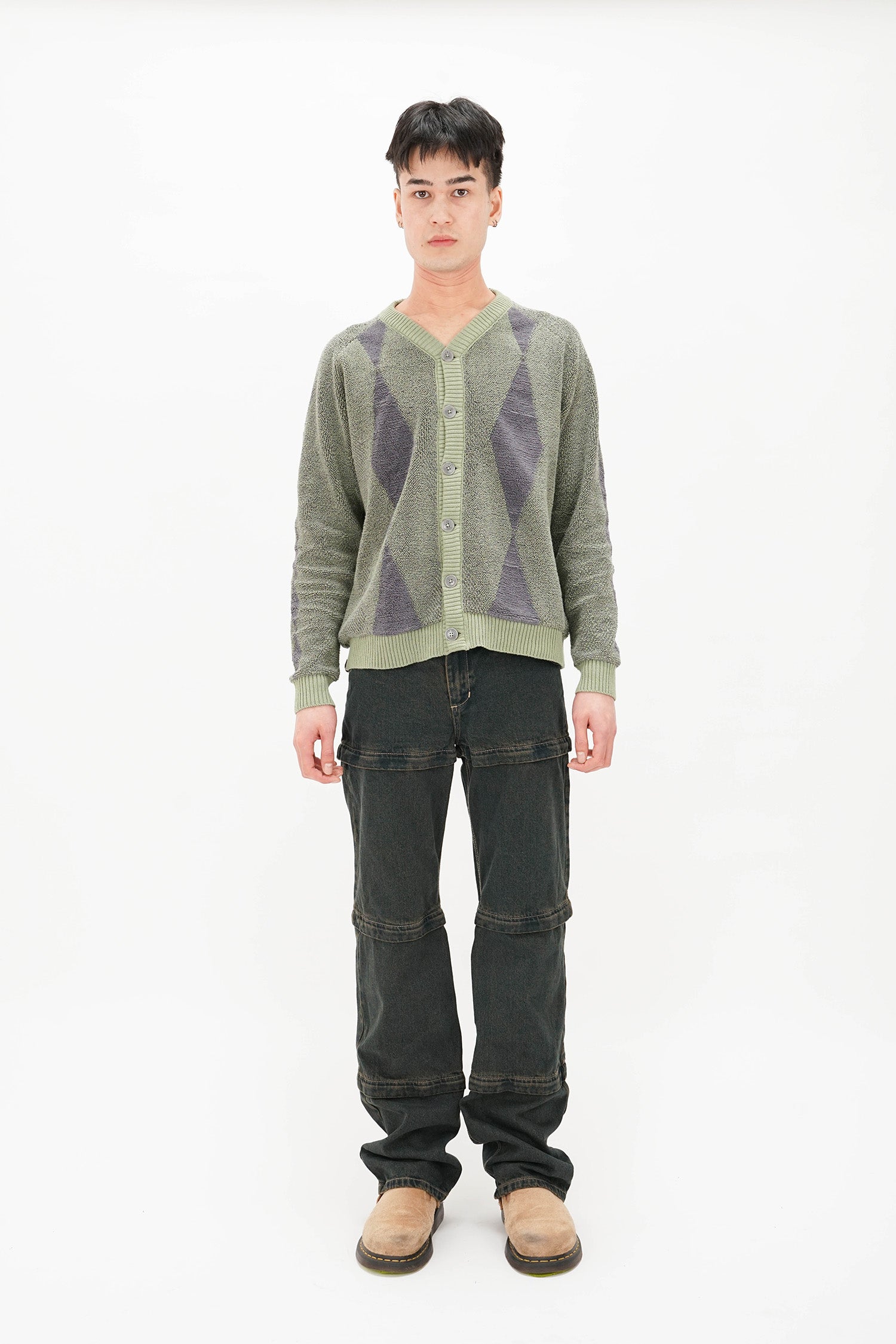 Isa Boulder - Argyle Cardigan - Mint Whisper