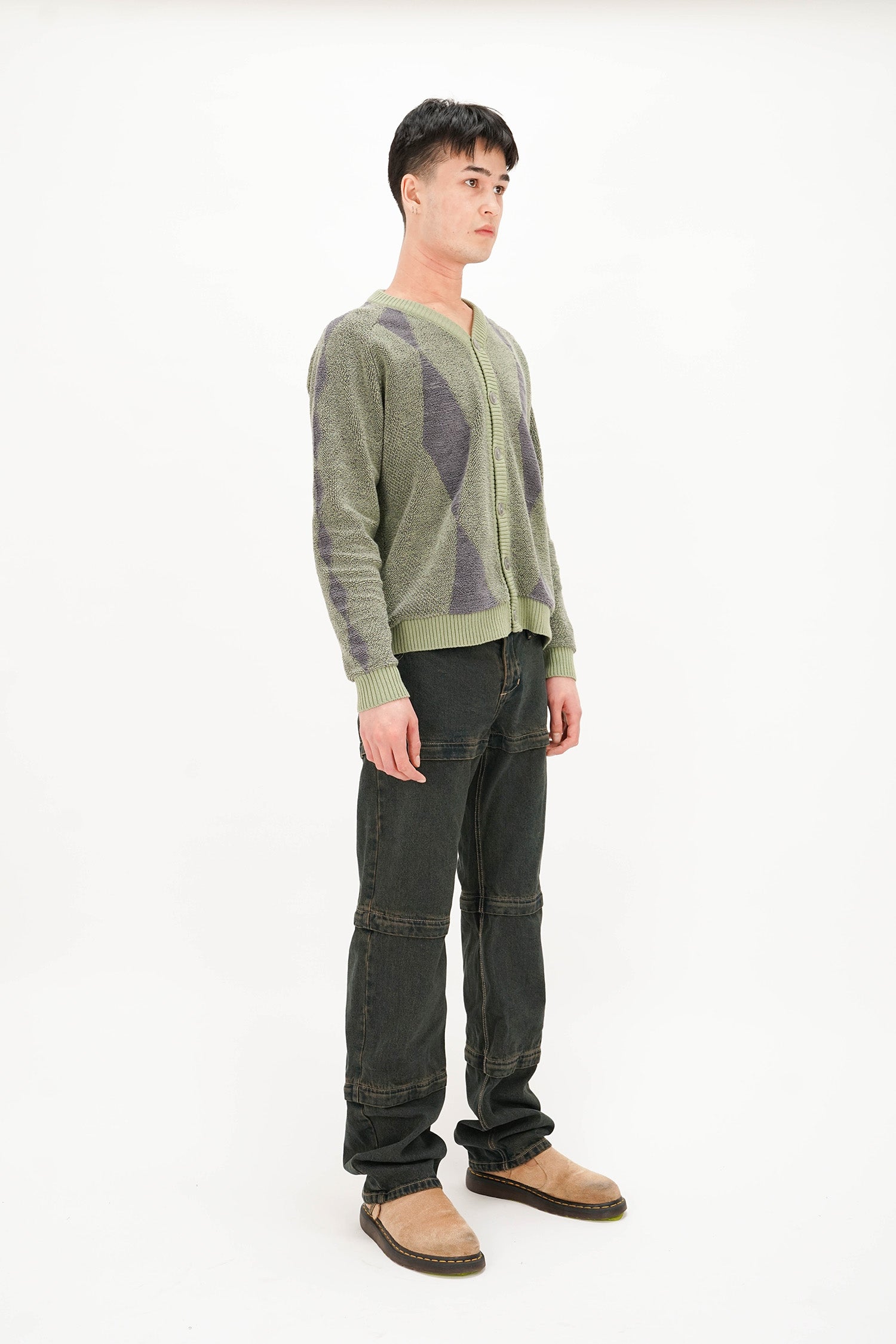 Isa Boulder - Argyle Cardigan - Mint Whisper
