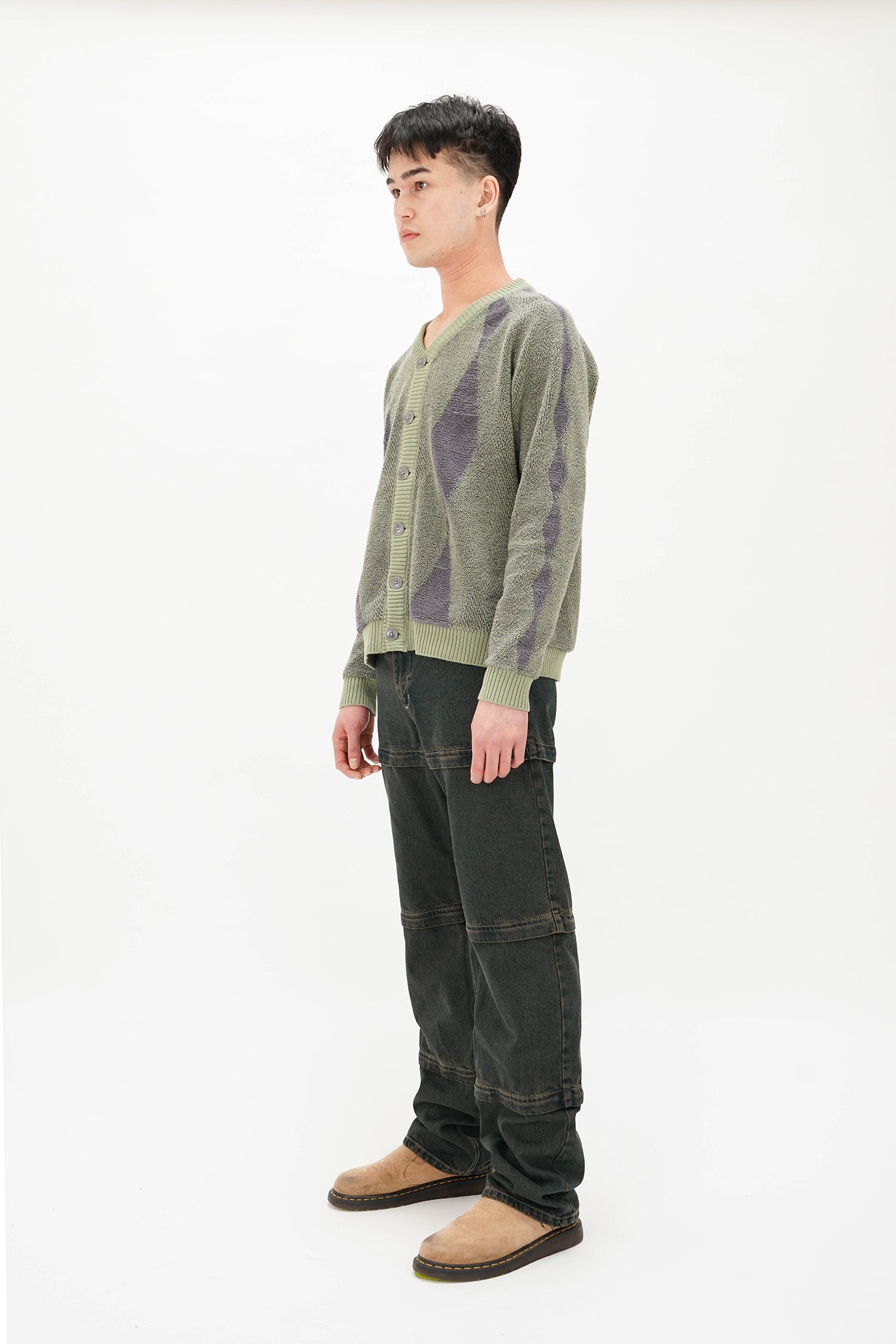Isa Boulder - Argyle Cardigan - Mint Whisper