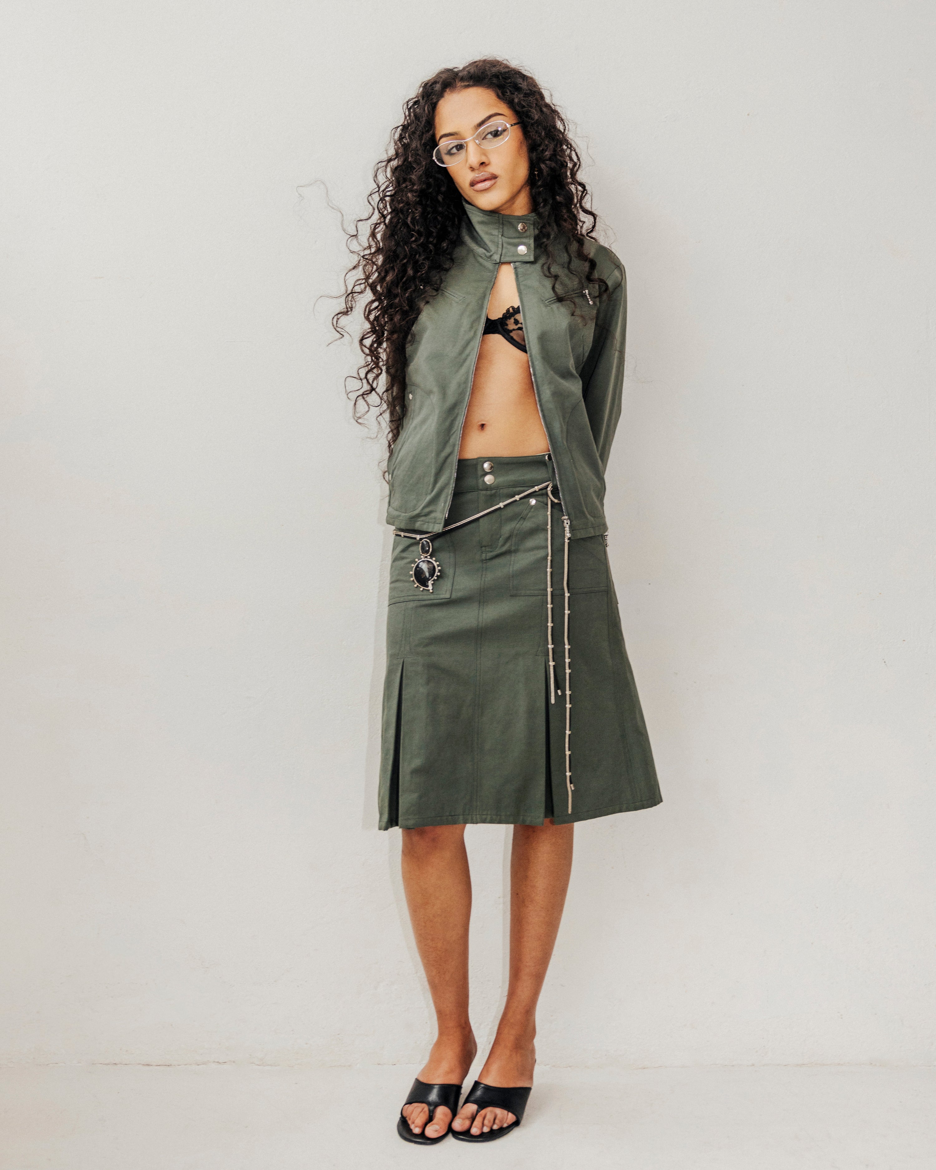 ESS.BEE - Utility Midi Skirt - Olive