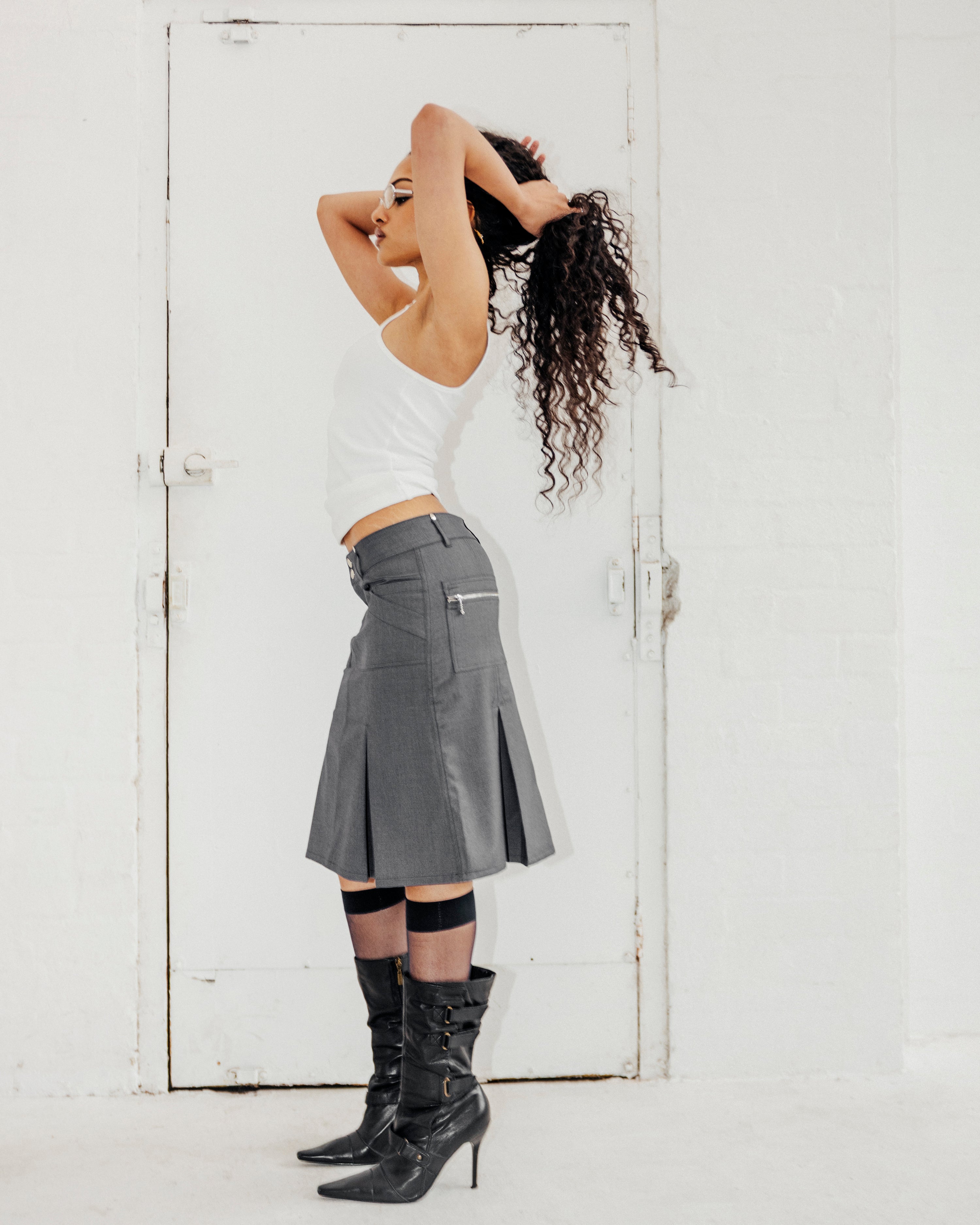 ESS.BEE - Utility Midi Skirt - Grey