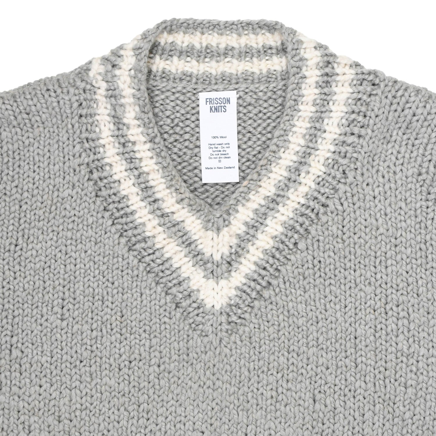 Frisson Knits - Winnie V Neck  - Light Grey