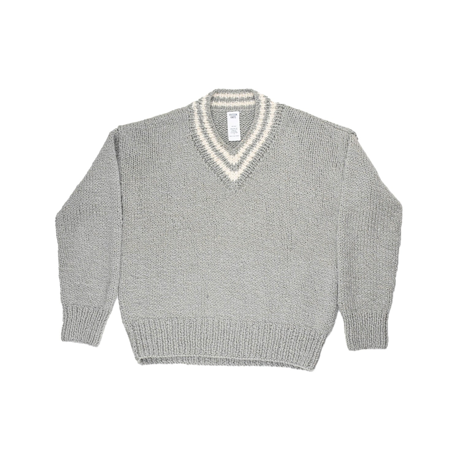 Frisson Knits - Winnie V Neck  - Light Grey