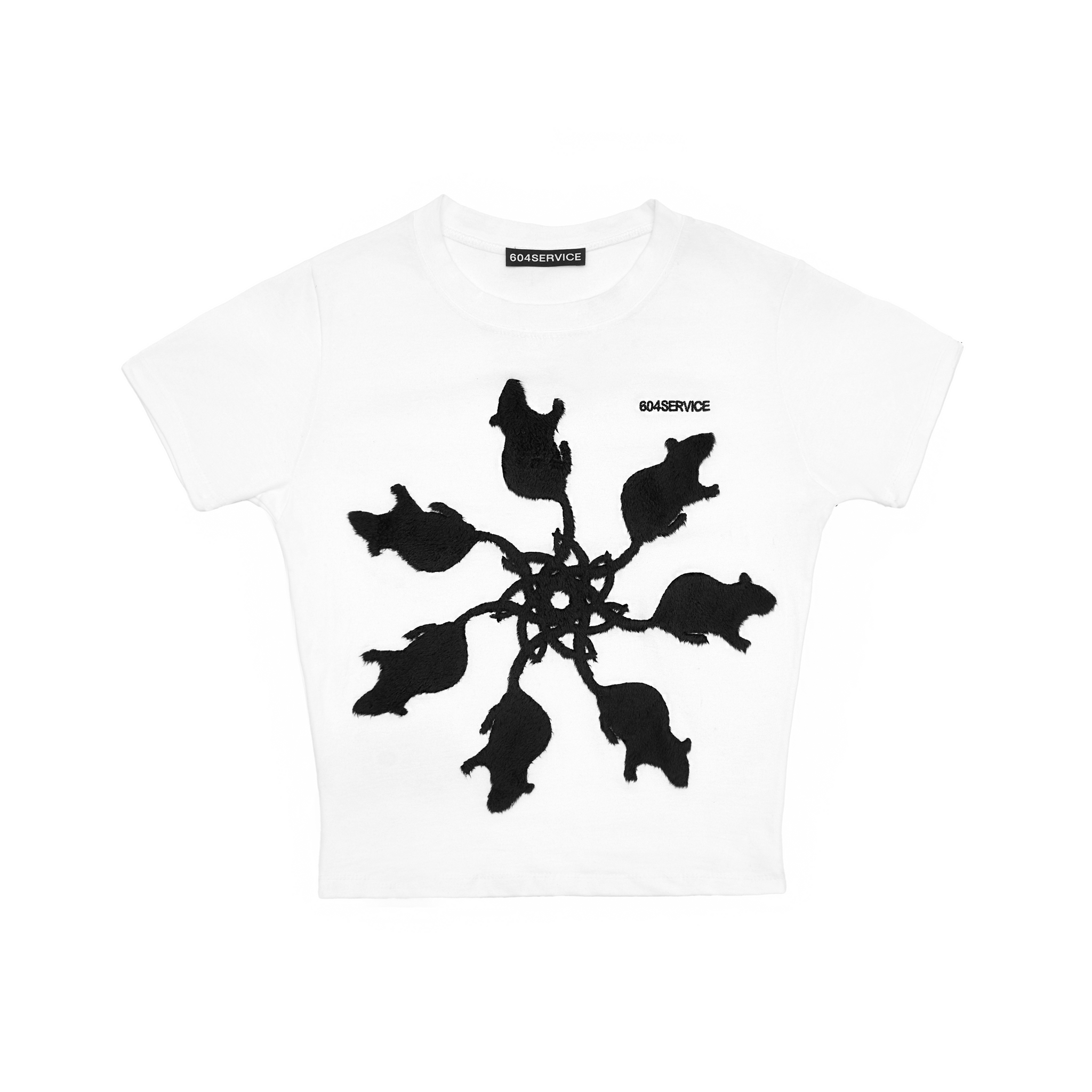 604SERVICE - Furry Rat Slim Tee Shirt - White