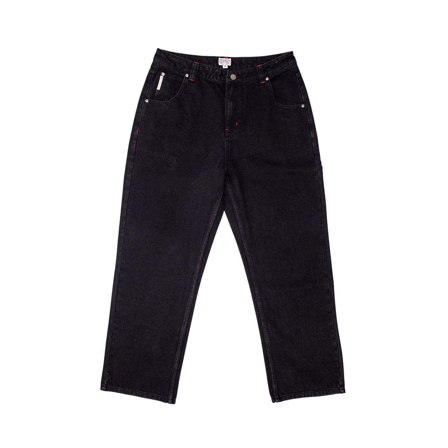 Hoddle - Sonas Jeans - Black/Red Contrast Stitch