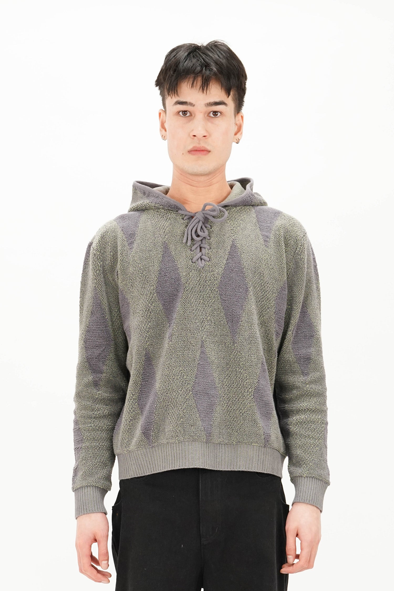 Isa Boulder - Small Argyle Towel Hoodie - Mint Whisper