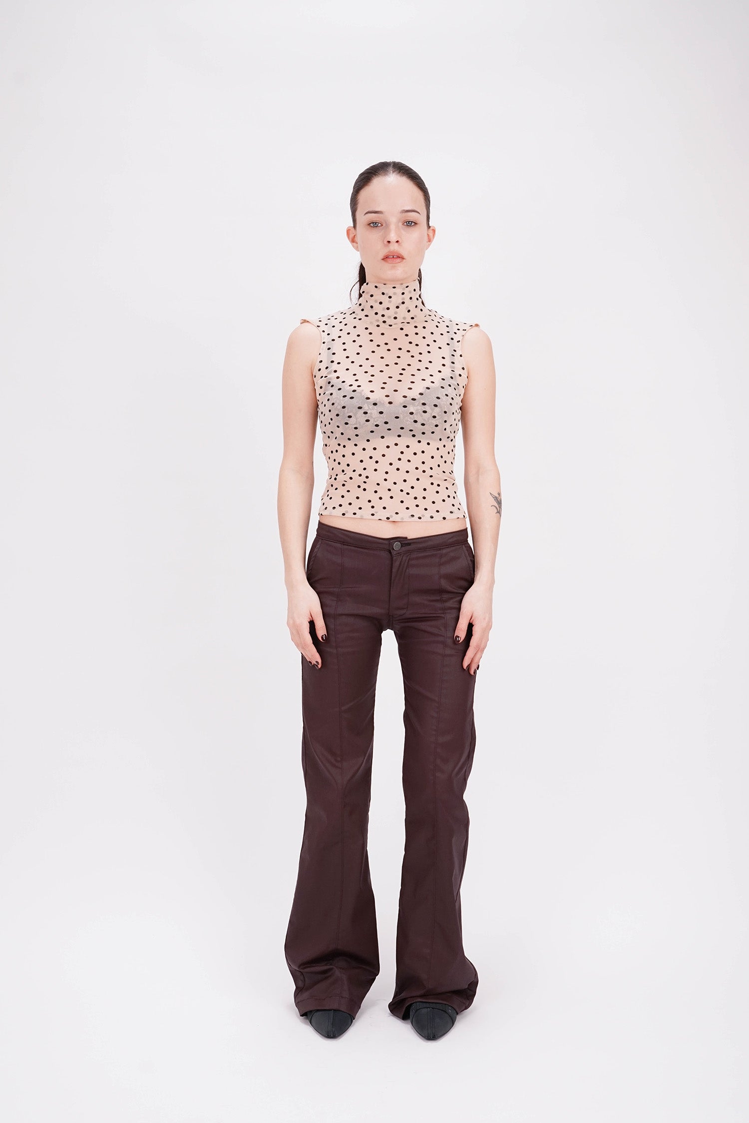 EMPATH - Polka Dot Mesh Tank - Nude